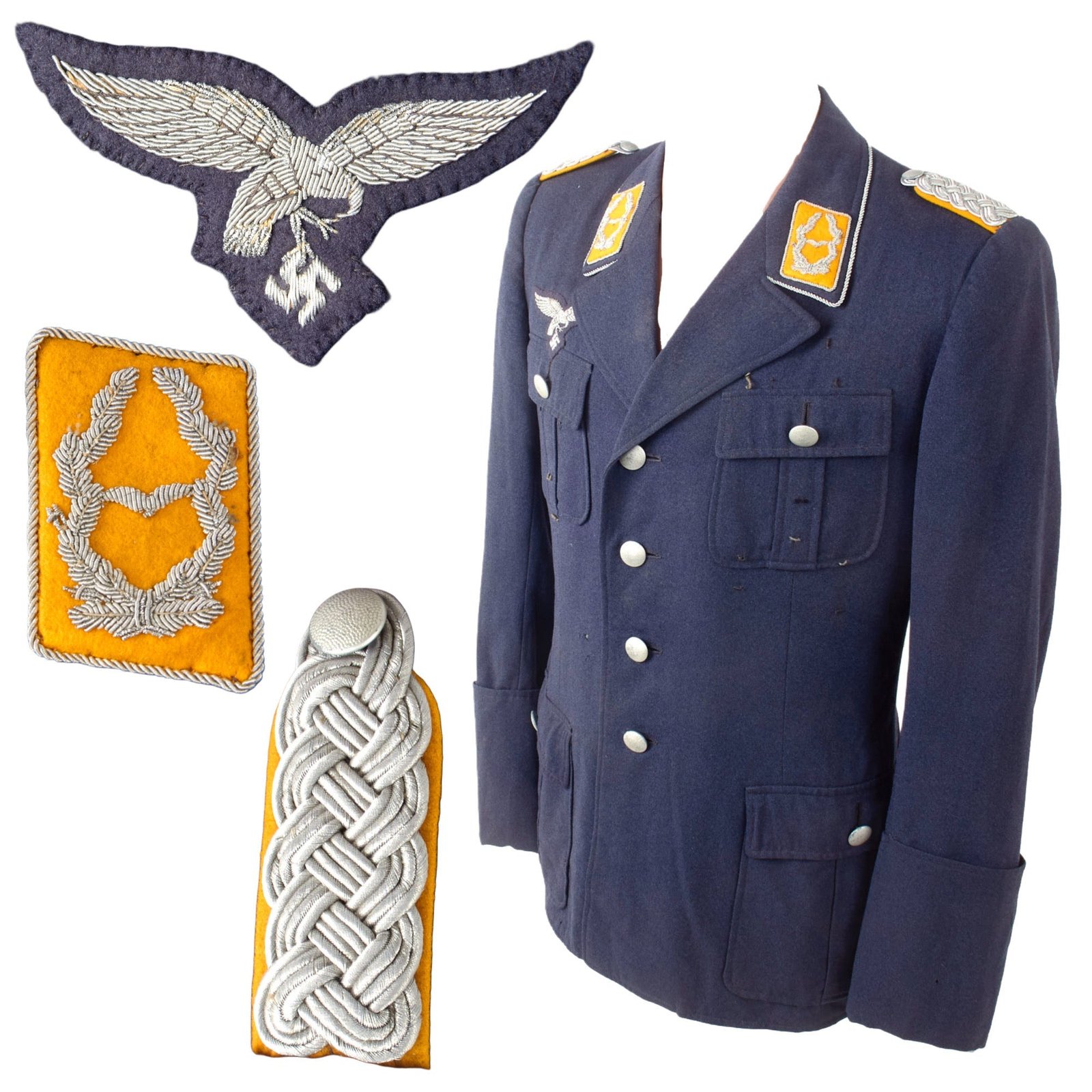 Original German WWII Luftwaffe Flight Branch Major Officer Fliegerbluse Uniform Tunic with Early Bullion "Droop-Tail" Eagle