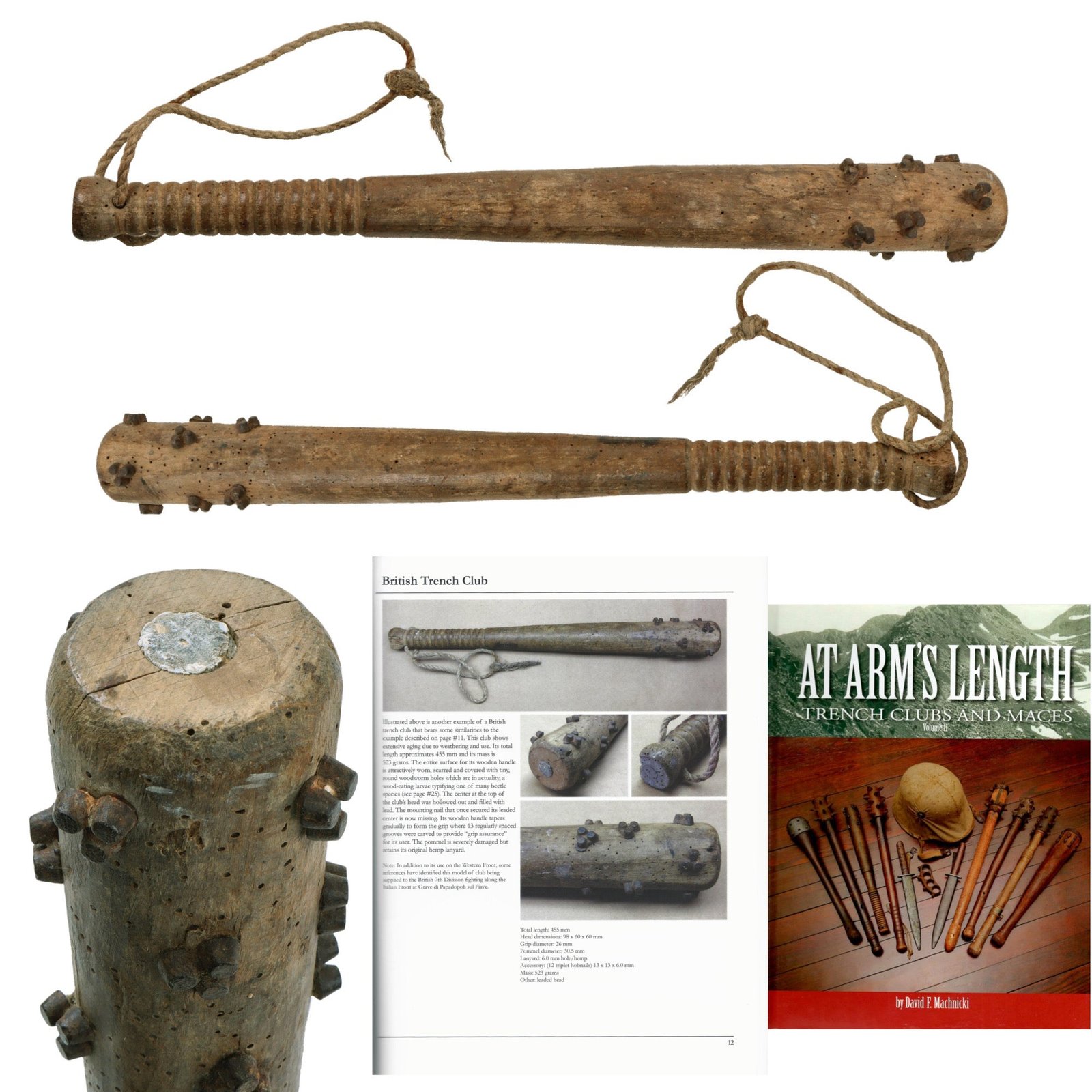 Original British WWI 7th Division Italian Front Hobnailed Trench Club as Featured in “At Arms Length: Trench Clubs and Maces” by David F. Machnicki