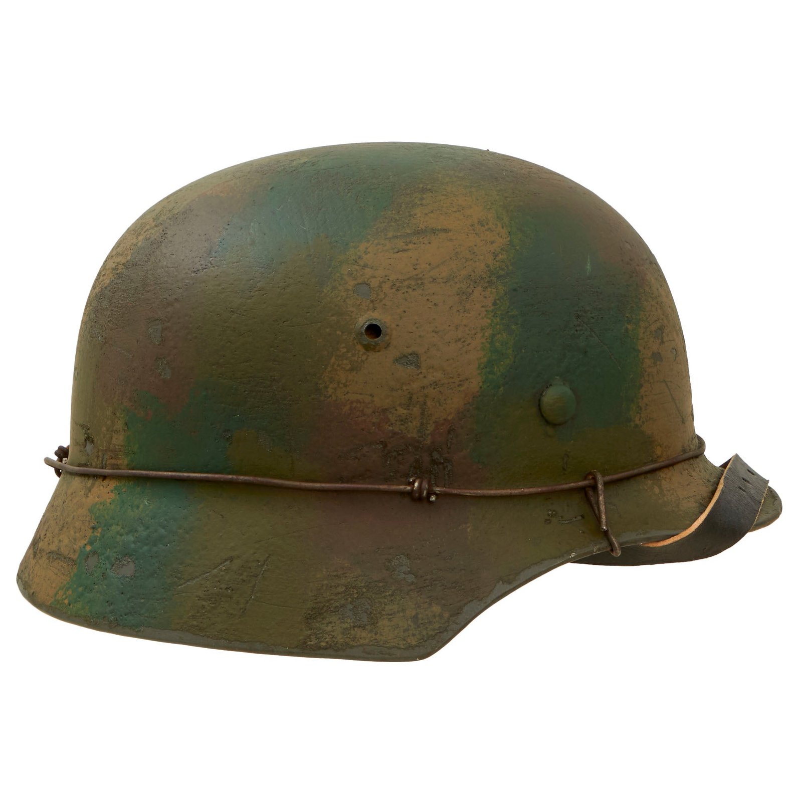 Buy German WWII M35 Normandy Camouflage Custom Painted Steel Helmet - Stahlhelm 25 WW2 M1935 | Original Firearms Antique For Sale