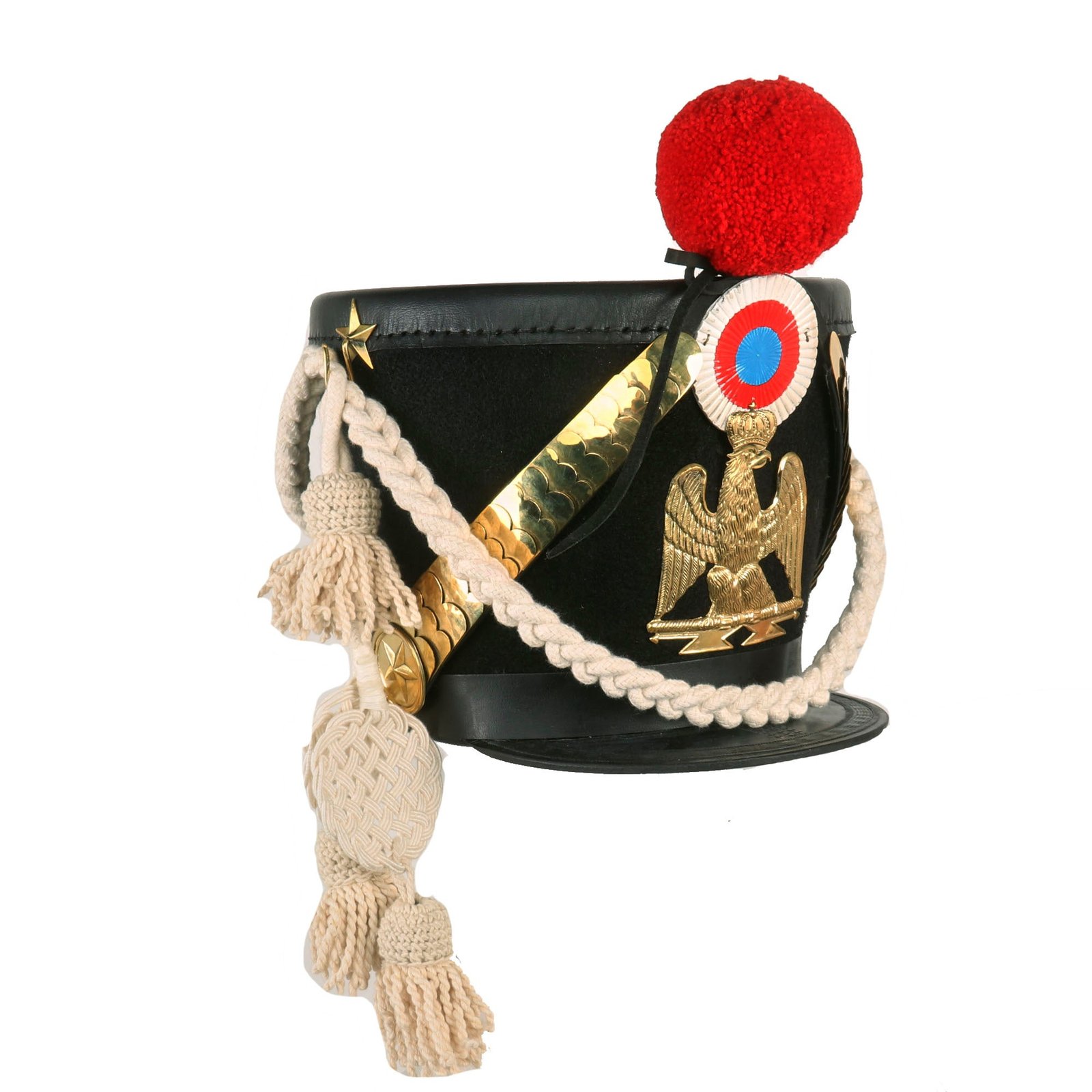 Buy Museum Quality Replica French Napoleonic “Bell-Top” Shako Helmet with Chasseurs on Horse of the Young Guard Eagle & White Cord | Original Firearms Antique For Sale