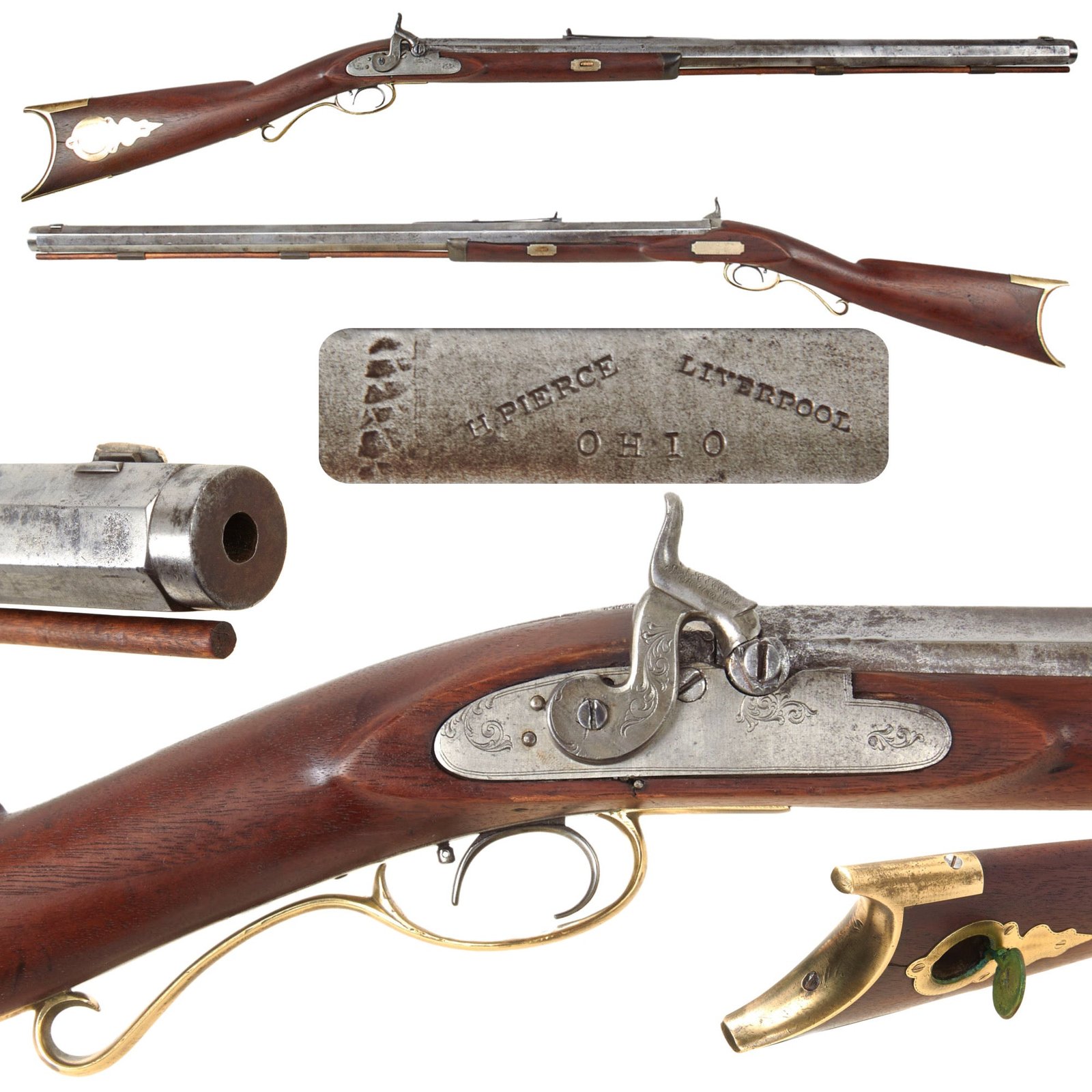 Original U.S. Civil War Era Half Stocked Percussion Target Rifle by H. Pierce of Liverpool, Ohio with Single Set Trigger - circa 1855