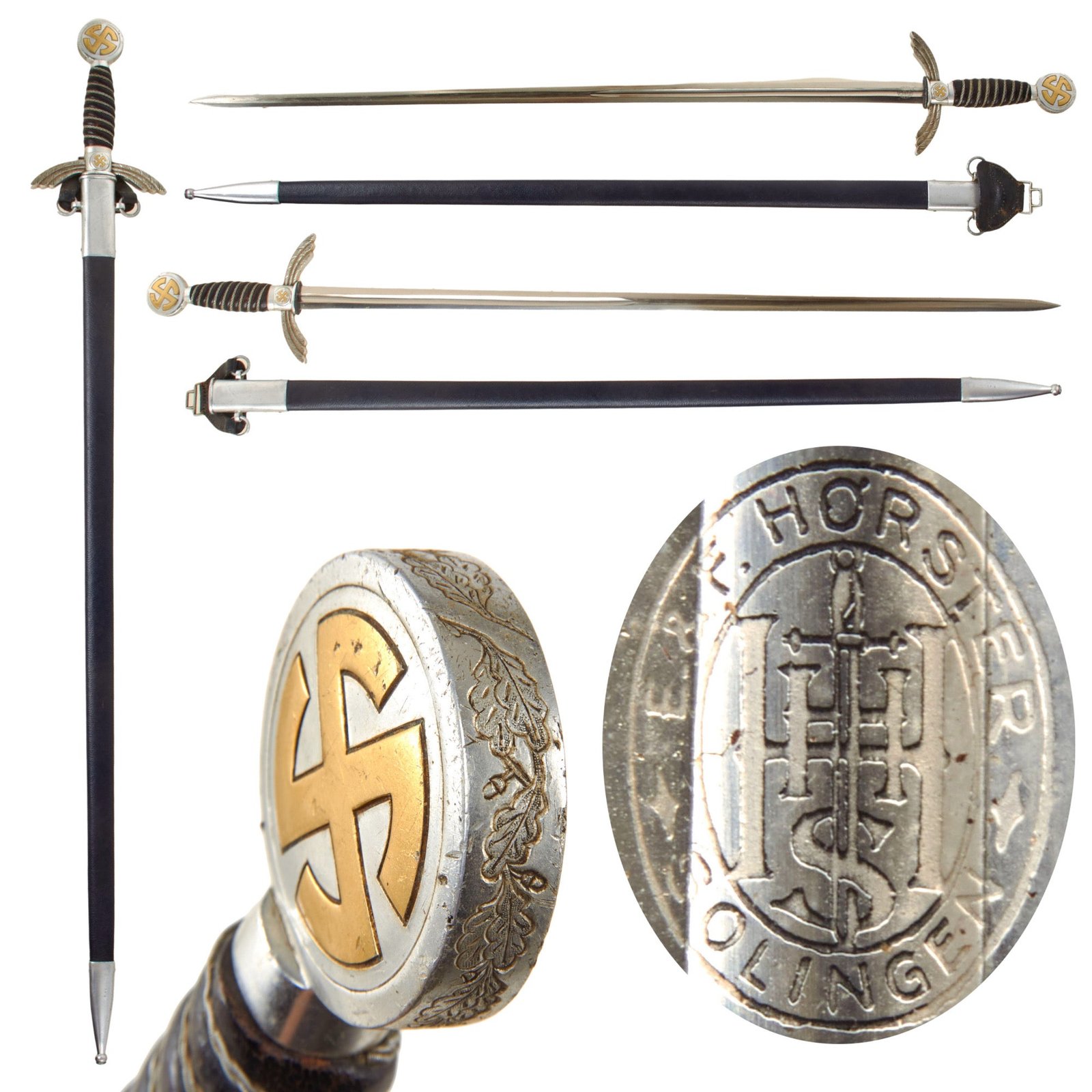 Original German WWII Luftwaffe Officer Sword and Scabbard by E. & F. Hörster with Aluminum Fittings - Nickel-Plated Blade
