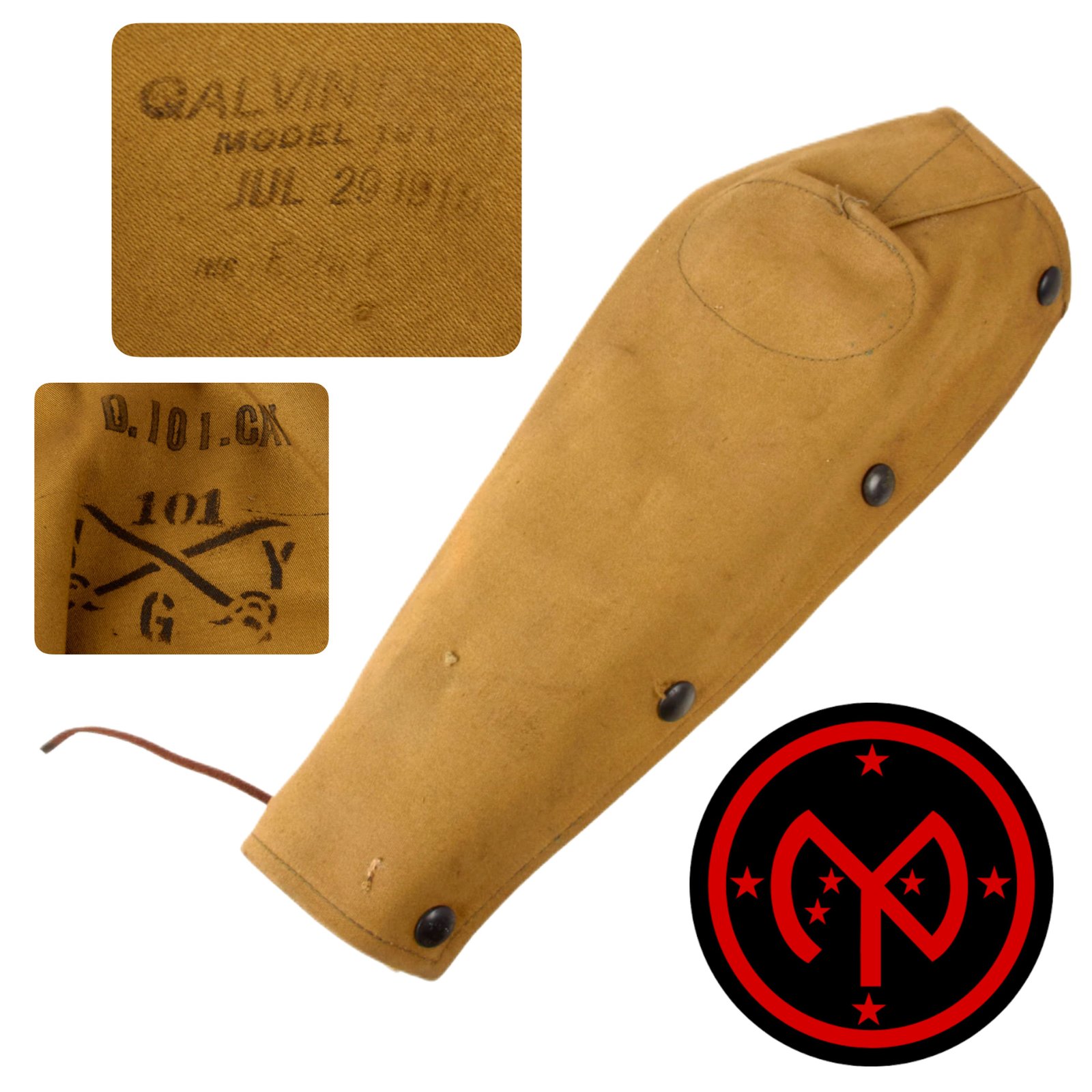 Original U.S. WWI Rare 27th Division AEF Unit-Marked M1917 “American Enfield” Rifle Action (Breech) Cover - 101st Cavalry NY