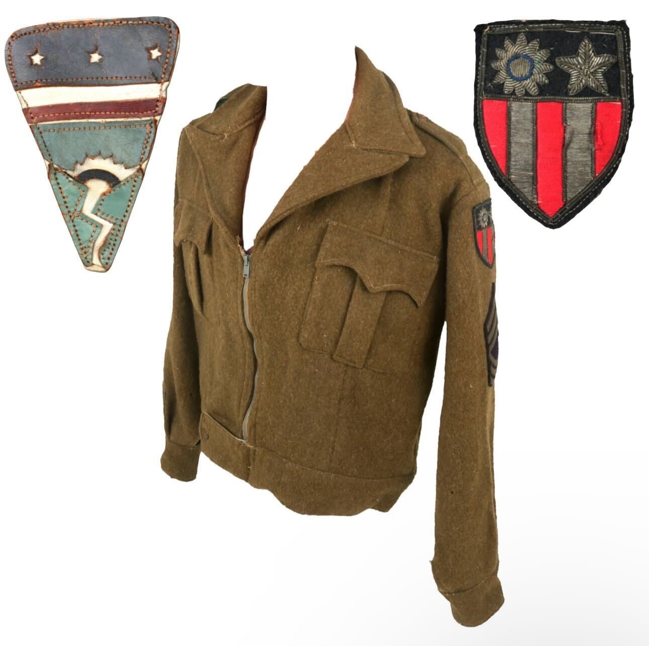 Buy Original U.S. WWII Ledo Road CBI Rare British-Made Pattern Battledress Uniform Jacket with Theater-Made Bullion Insignia | Original Firearms Antique For Sale