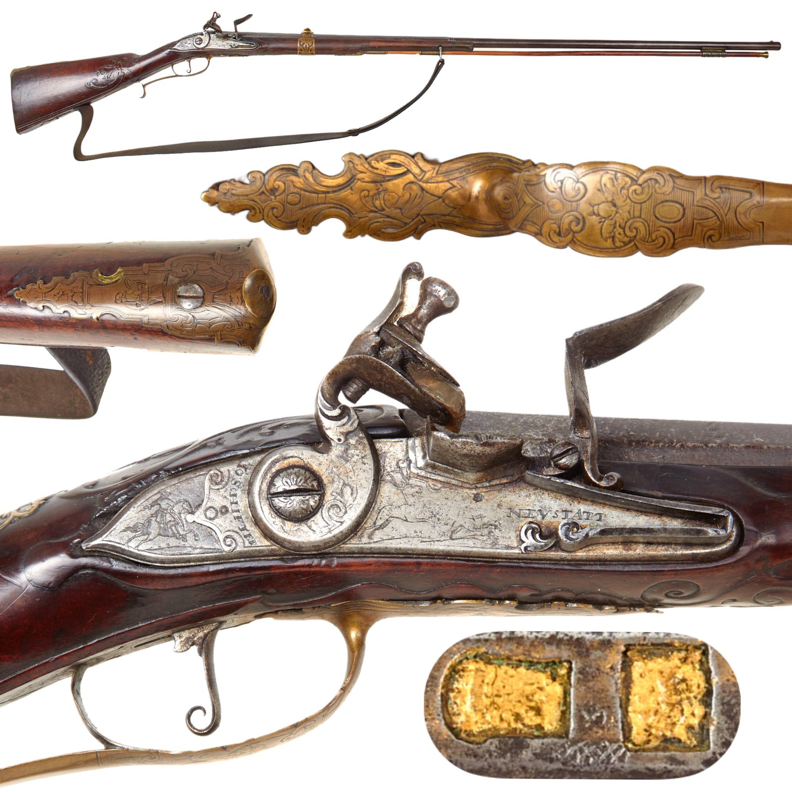 Buy Original German 18 Bore Flintlock Fowling Piece by Johann Schifter of Neustadt with Spanish Barrel - Circa 1720 | Original Firearms Antique For Sale