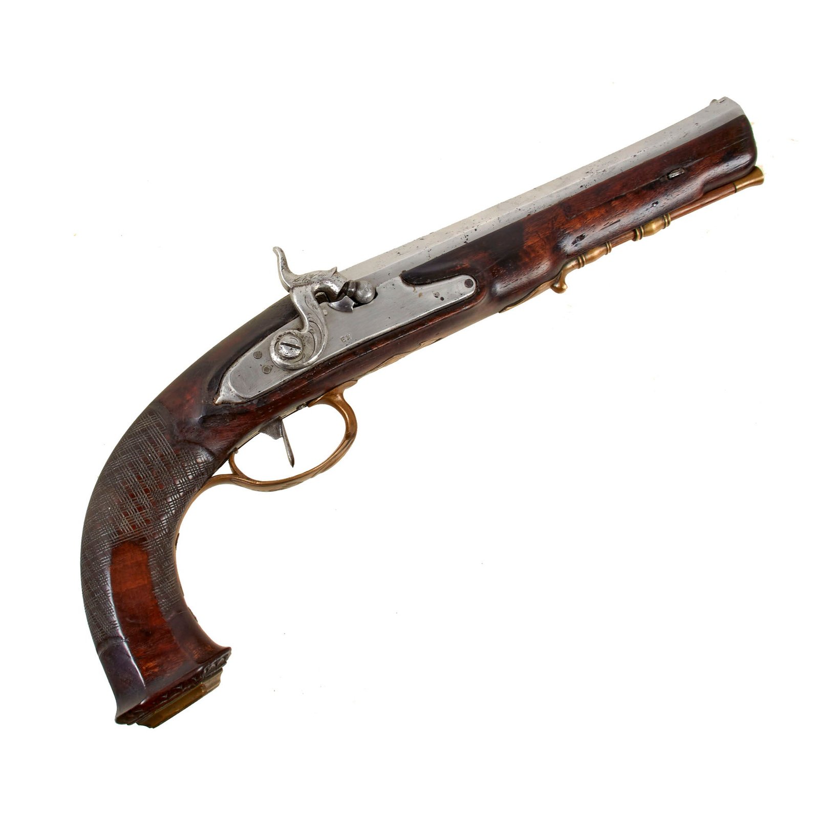 Buy Original Belgian "Versailles" Style Rifled Officer's Percussion Pistol marked EX on Lock and Barrel - Circa 1840 | Original Firearms Antique For Sale