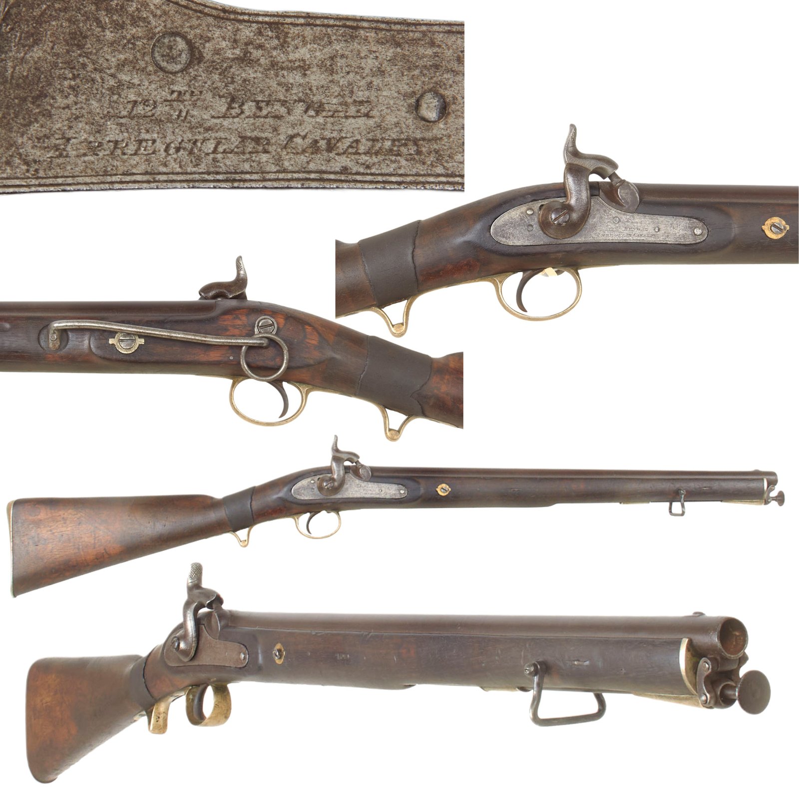 Buy Original British East India Company 12th Irregular Cavalry Percussion Saddle Ring Carbine with Nickel Mounts and Leather Grip Wrap | Original Firearms Antique For Sale