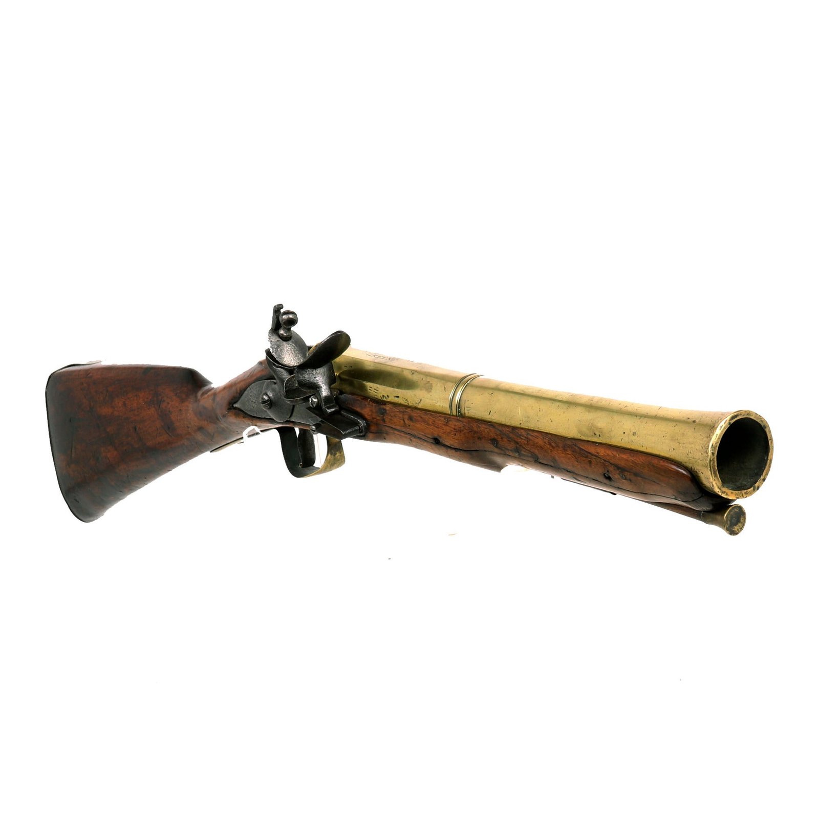 Buy Original British 1708 Dated Queen Anne Brass Barrel Naval Flintlock Blunderbuss by Thomas Green dated 1708 | Original Firearms Antique For Sale