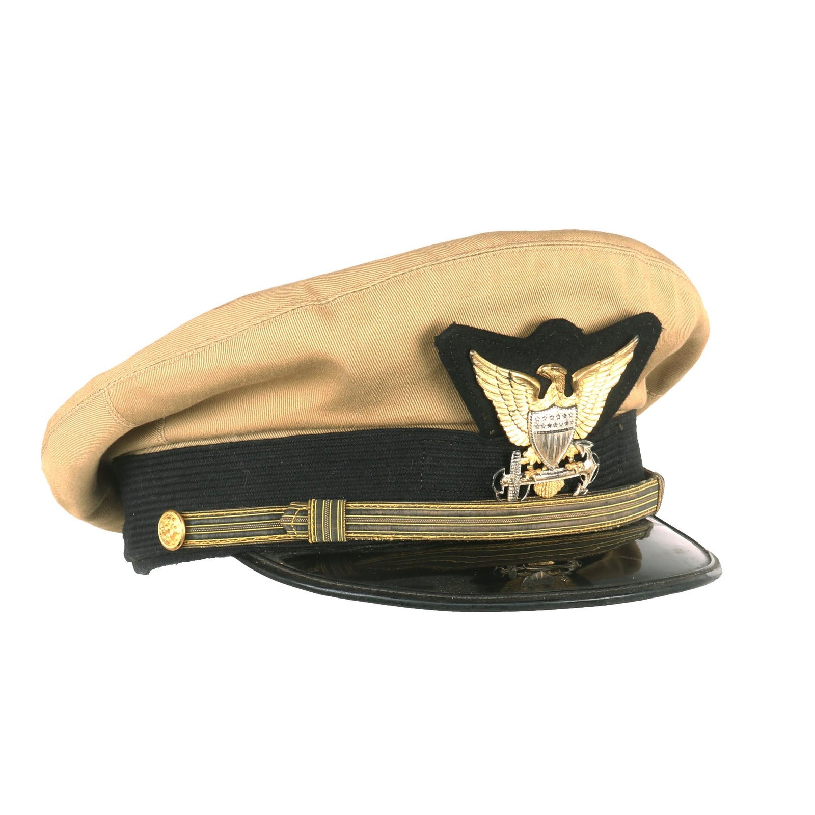 Buy Original U.S. WWII Named Coast Guard Officer Visor Hat - Lieutenant Junior Grade John L. Smithson | Original Firearms Antique For Sale