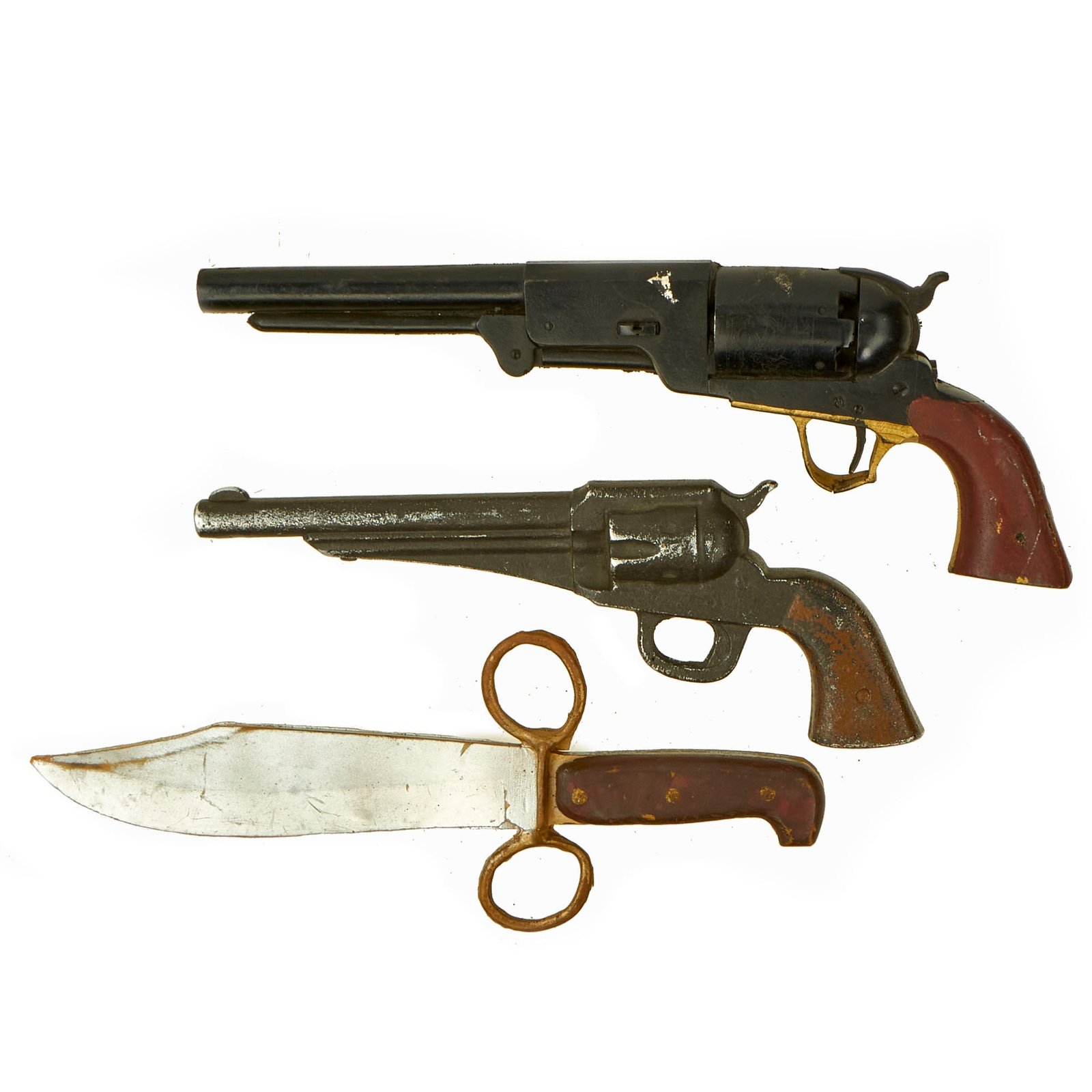 Buy Original Hollywood Film Rubber Prop Pistols from Ellis Props & Graphics - Lou Diamond Phillips Young Guns Western W49 Bowie Knife, Dragoon Pistol and Revolver | Original Firearms Antique For Sale