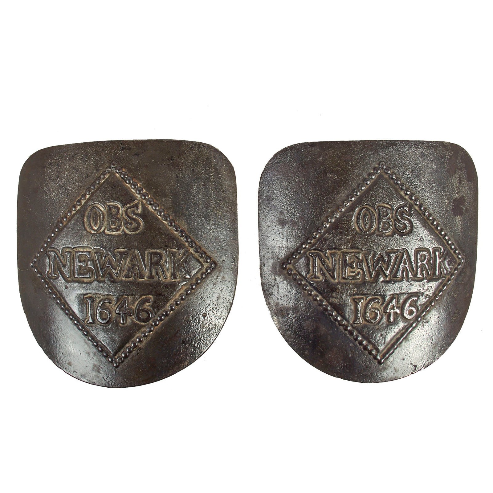 Buy Original 19th Century English Civil War Siege of Newark 1646 Iron Bridge Plaque Set | Original Firearms Antique For Sale