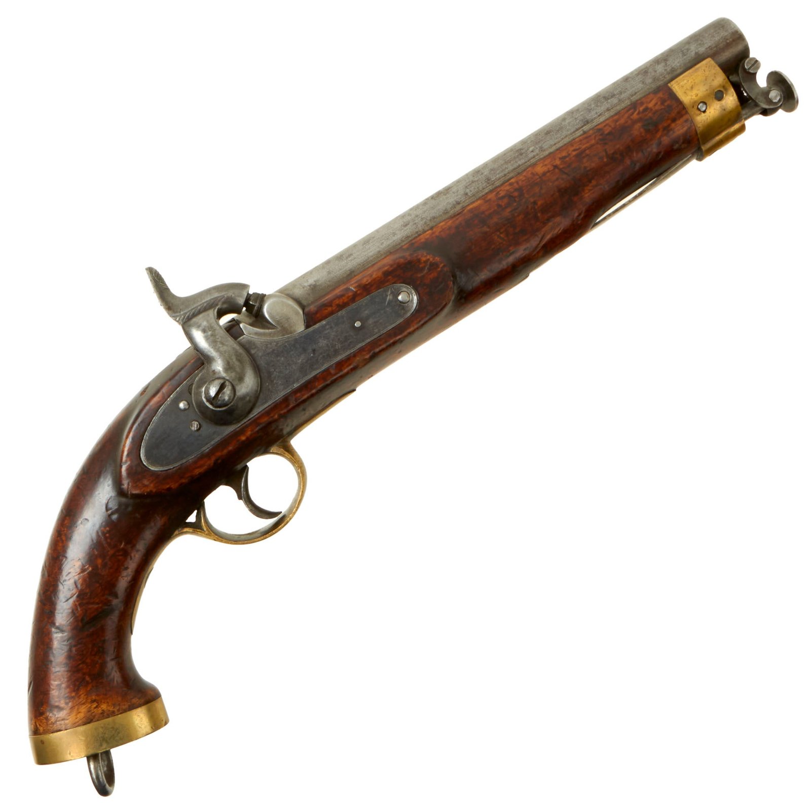 Buy Original British East India Company Model 1843 Percussion Dragoon Pistol - Unmarked Gift to Nepal | Original Firearms Antique For Sale