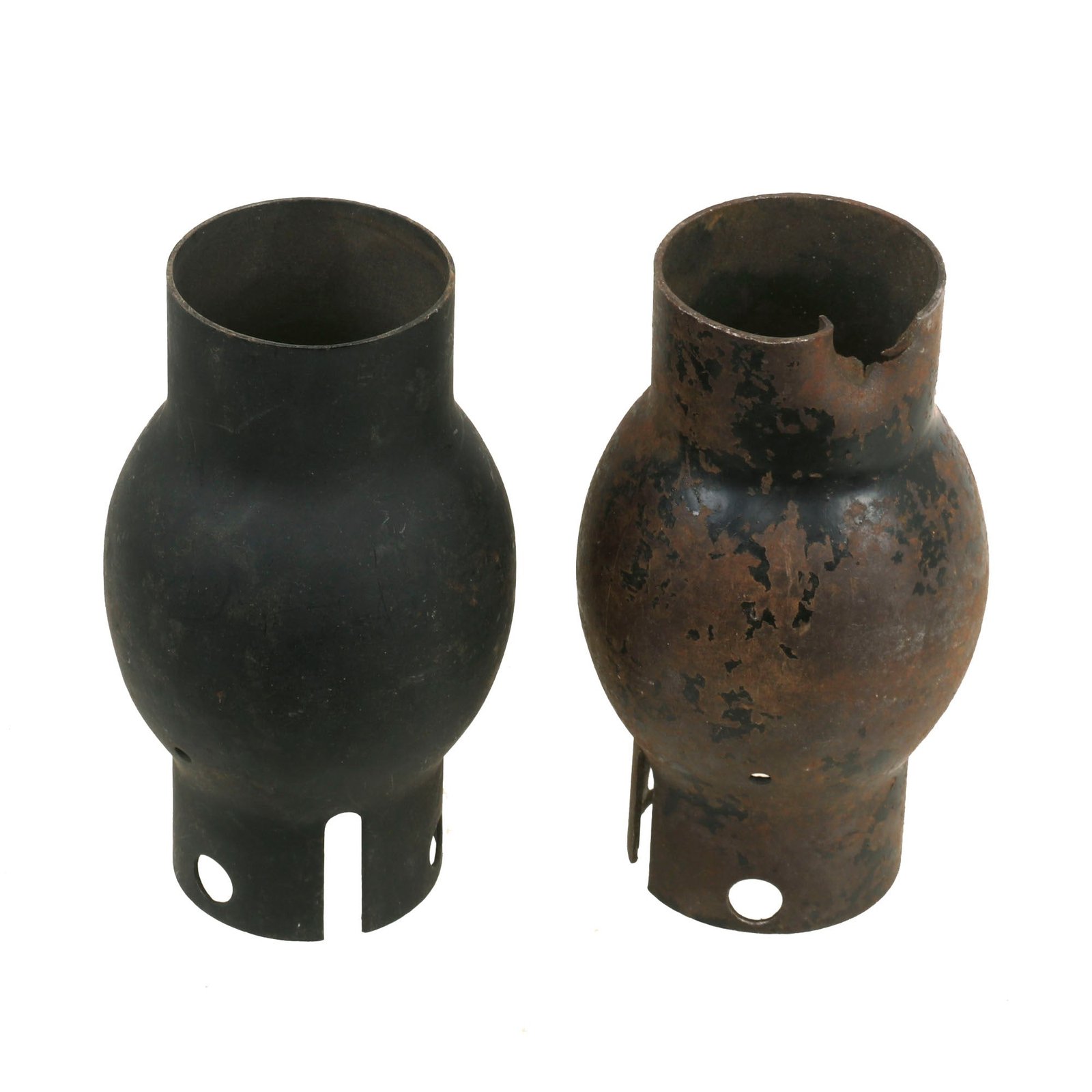 Buy Original British WWI Pair of Vickers MMG Parabolic Flash Hider - Shrapnel Battle Damage | Original Firearms Antique For Sale