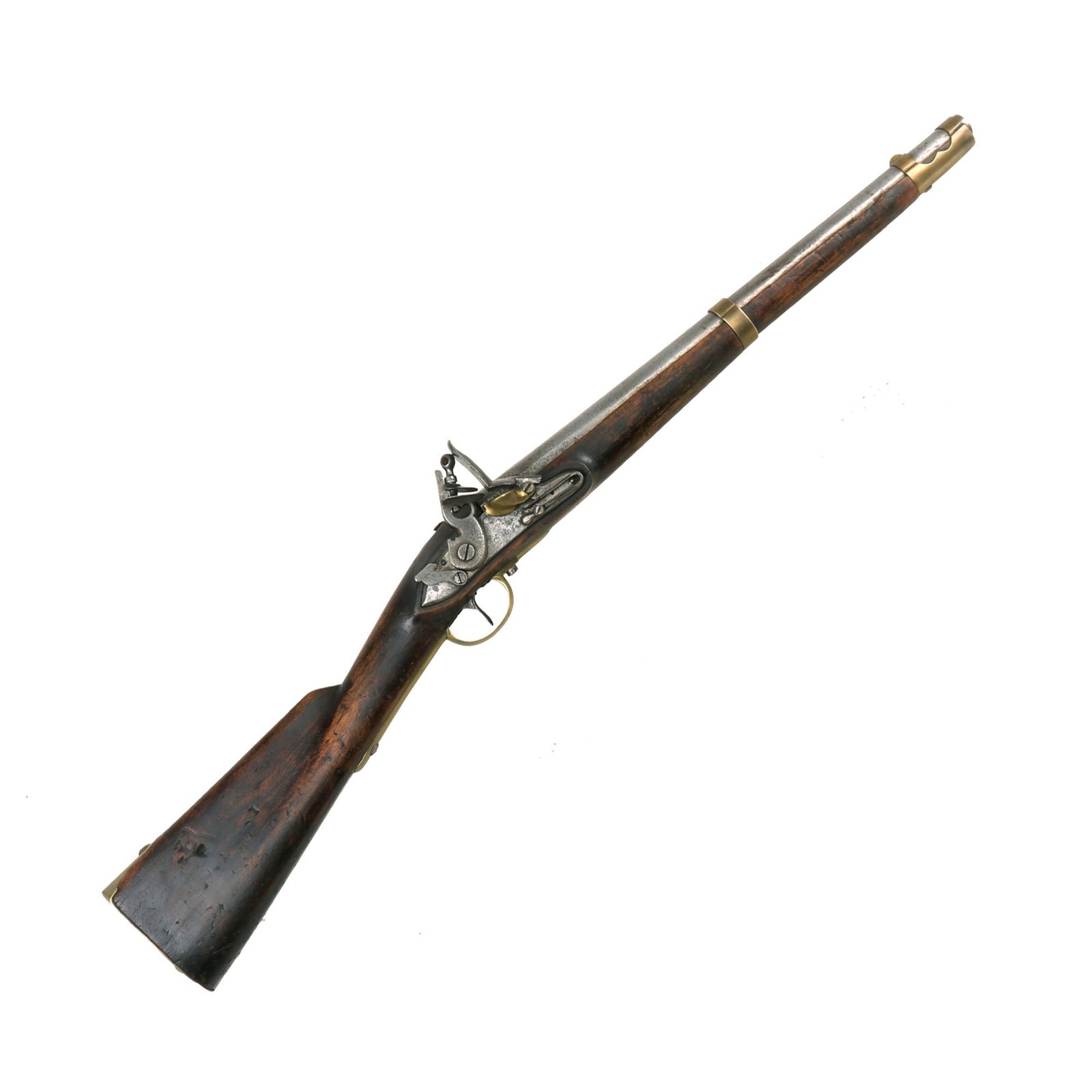 Buy Original 19th Century German - Scandinavian Flintlock Saddle Ring Carbine with Safety Dog Lock - Dated 1828 and 1831 | Original Firearms Antique For Sale
