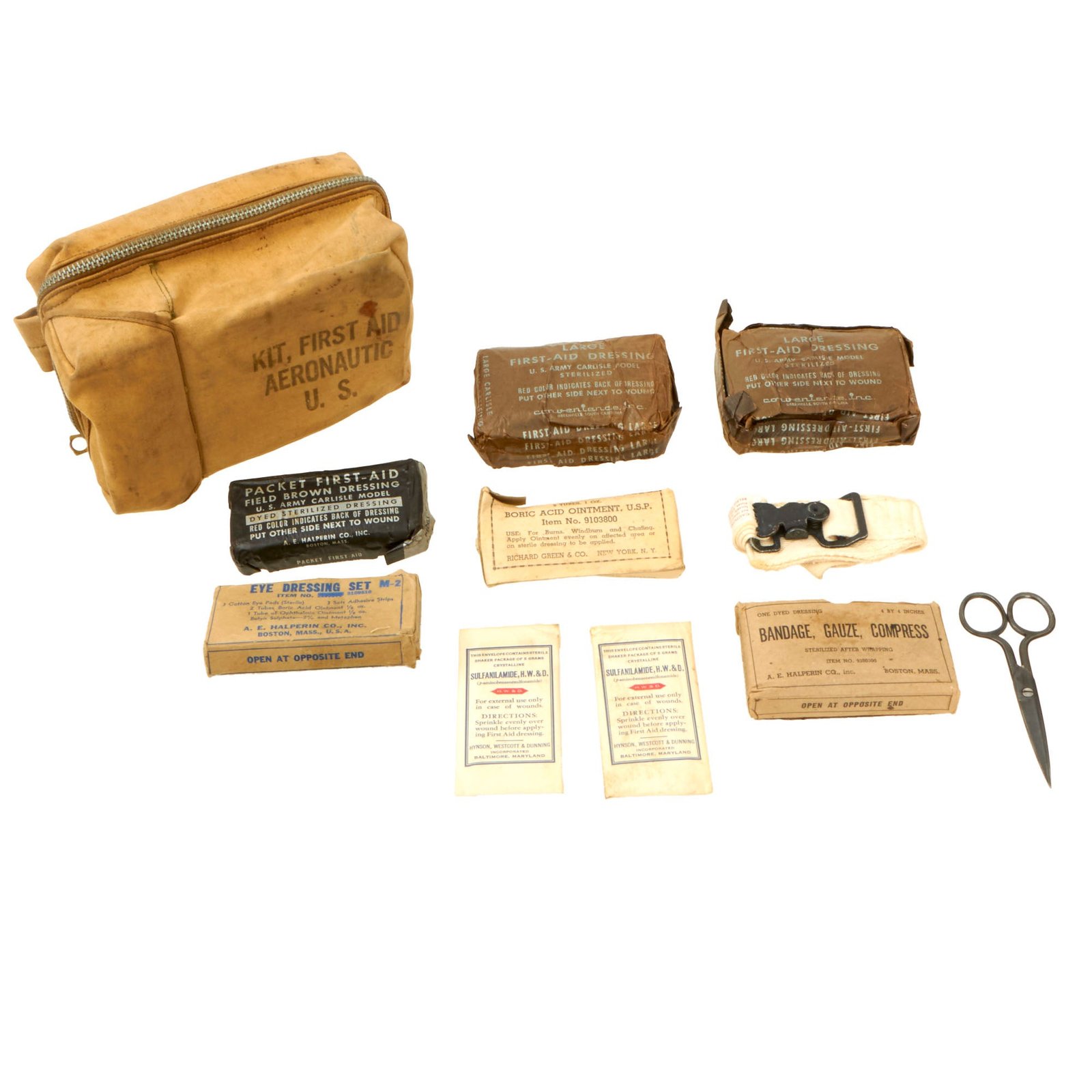 Buy Original U.S. WWII Aeronautic First Aid Kit With Contents | Original Firearms Antique For Sale