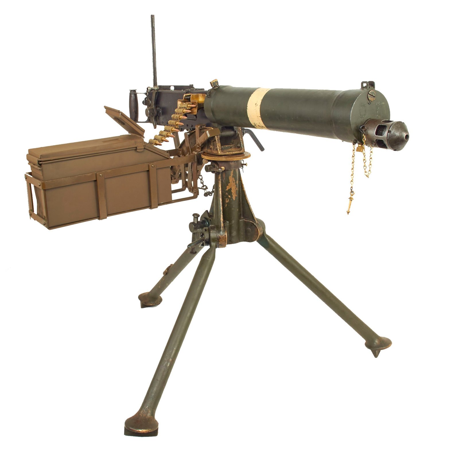 Buy Original British WWII Vickers Display Medium Machine Gun with 1930 Dated Portuguese Tripod & Accessories | Original Firearms Antique For Sale