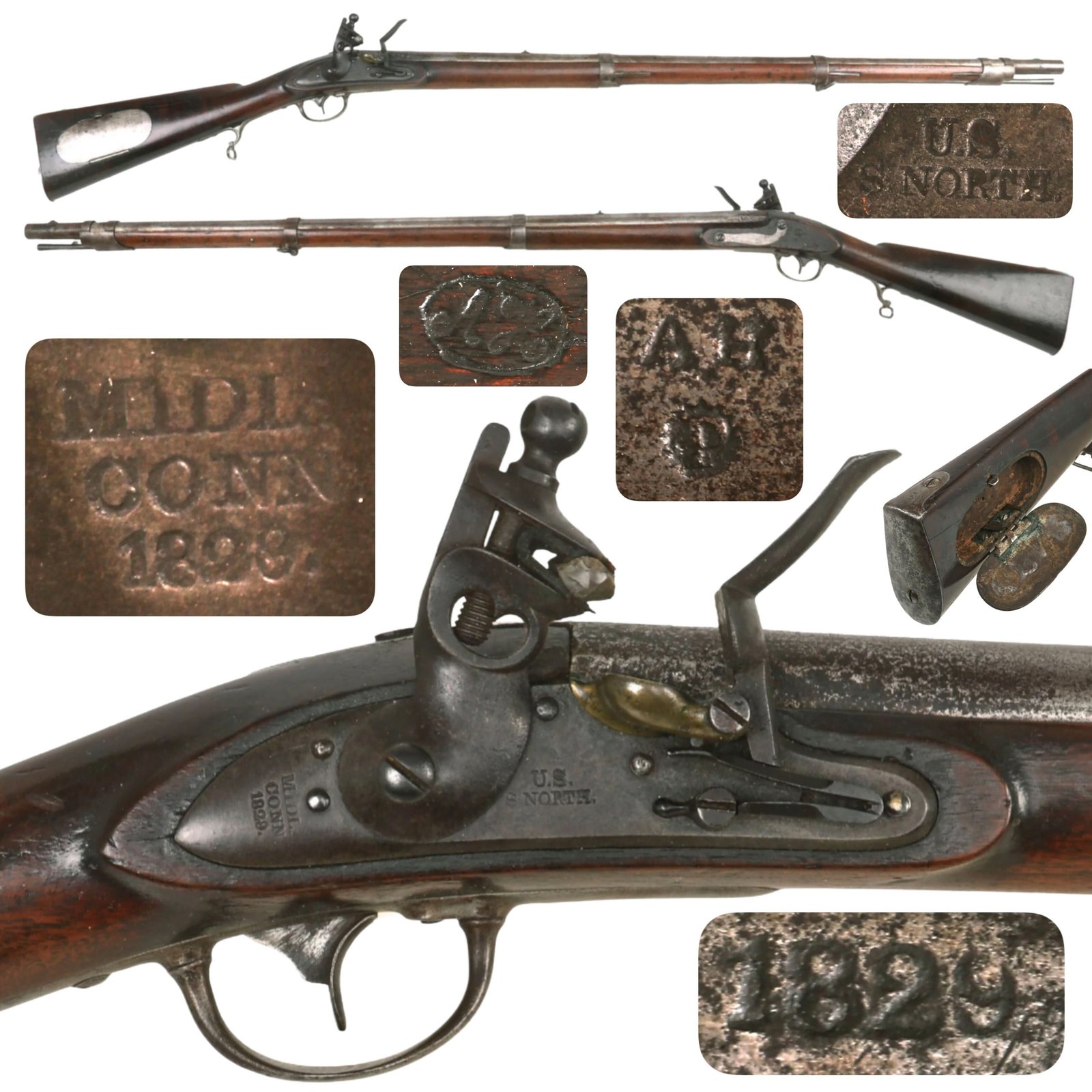 Buy Original U.S. Model 1817 "Deringer" Common Rifle by Simeon North in Original Flintlock Configuration - Dated 1829 | Original Firearms Antique For Sale