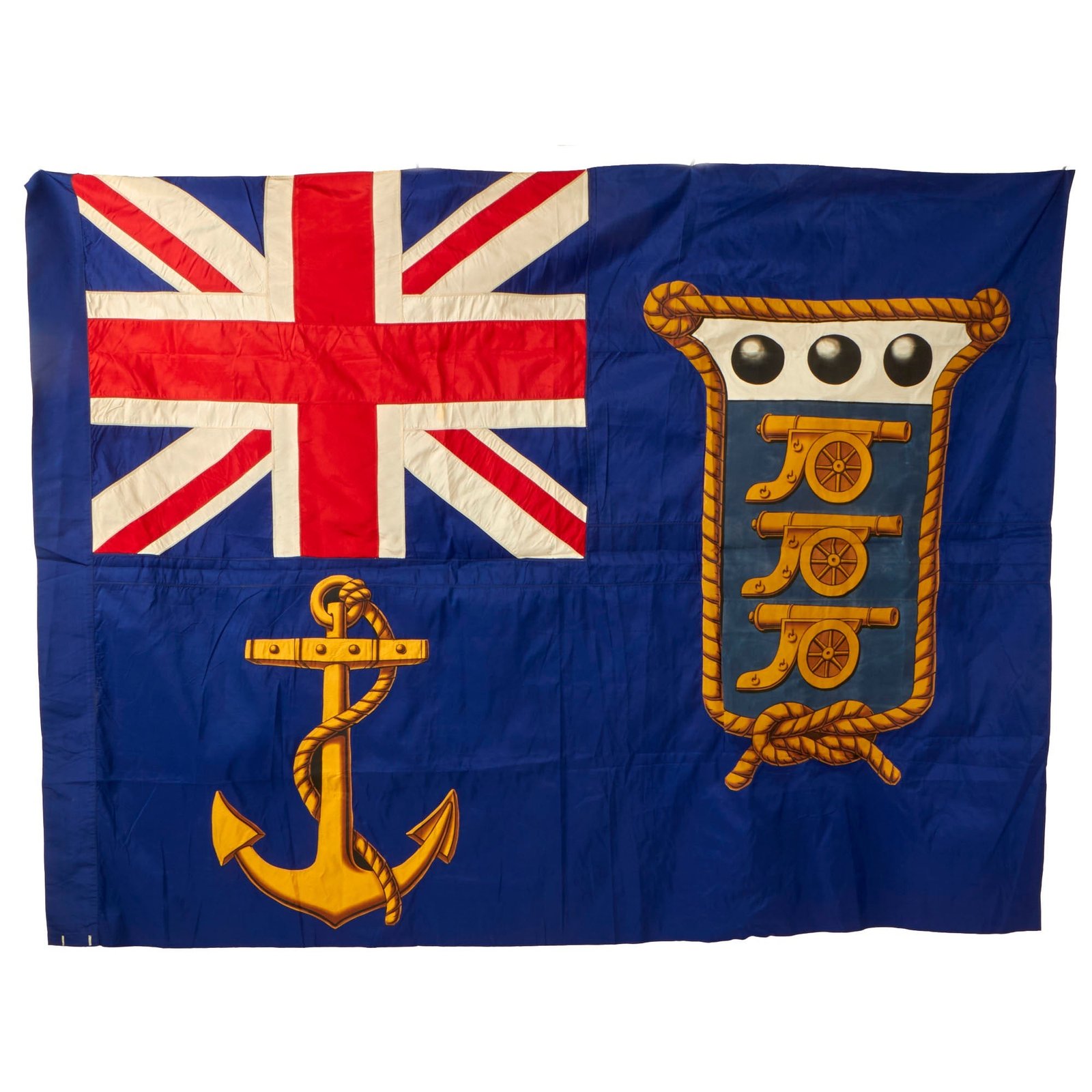 Buy Original British Pre-WWI Silk Hand Painted Department of Naval Ordnance Silk Flag - 52" x 70” | Original Firearms Antique For Sale