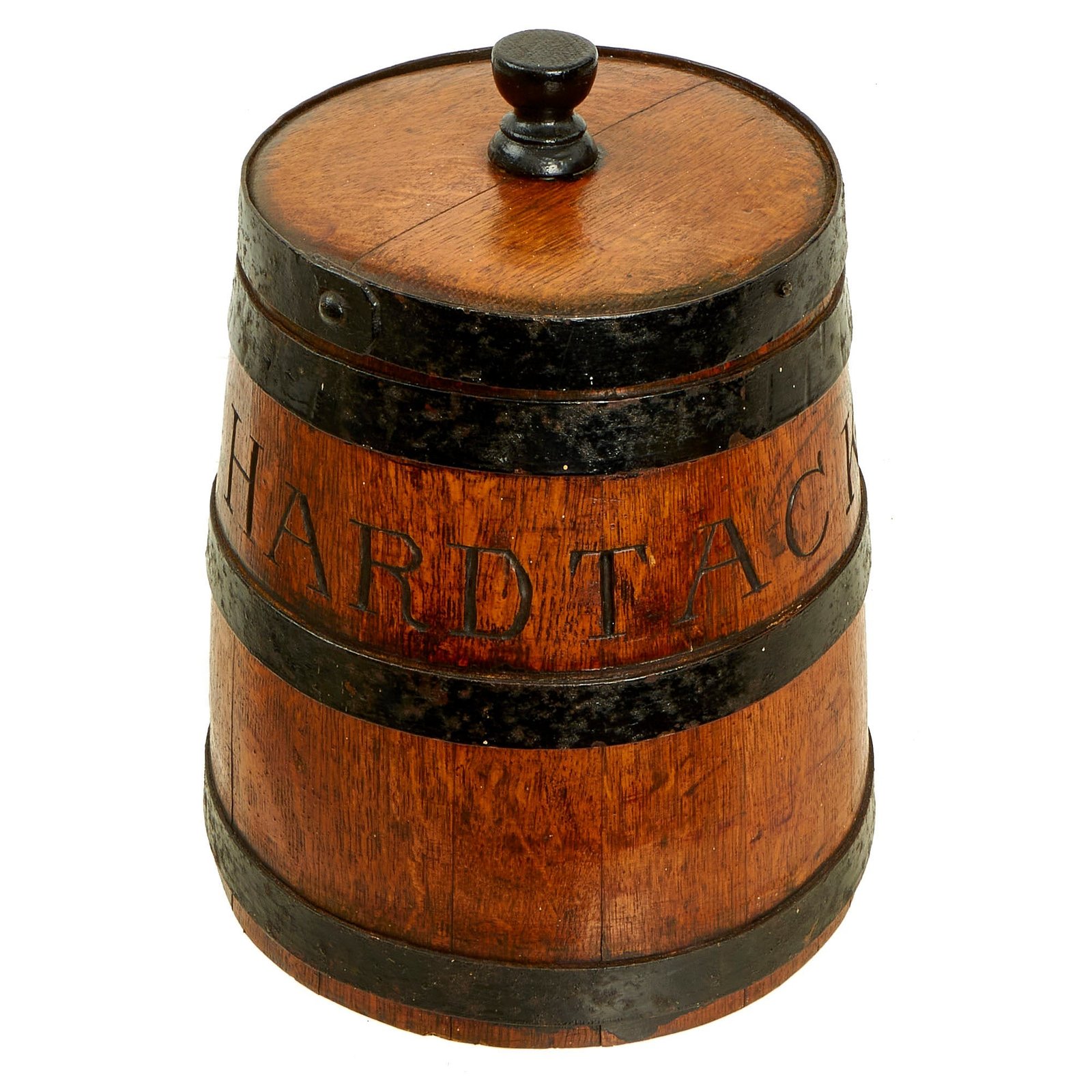 Buy Original British Napoleonic Royal Navy Wooden Lidded Keg with Carved “HARDTACK” Marking - Board of Ordnance Marked | Original Firearms Antique For Sale