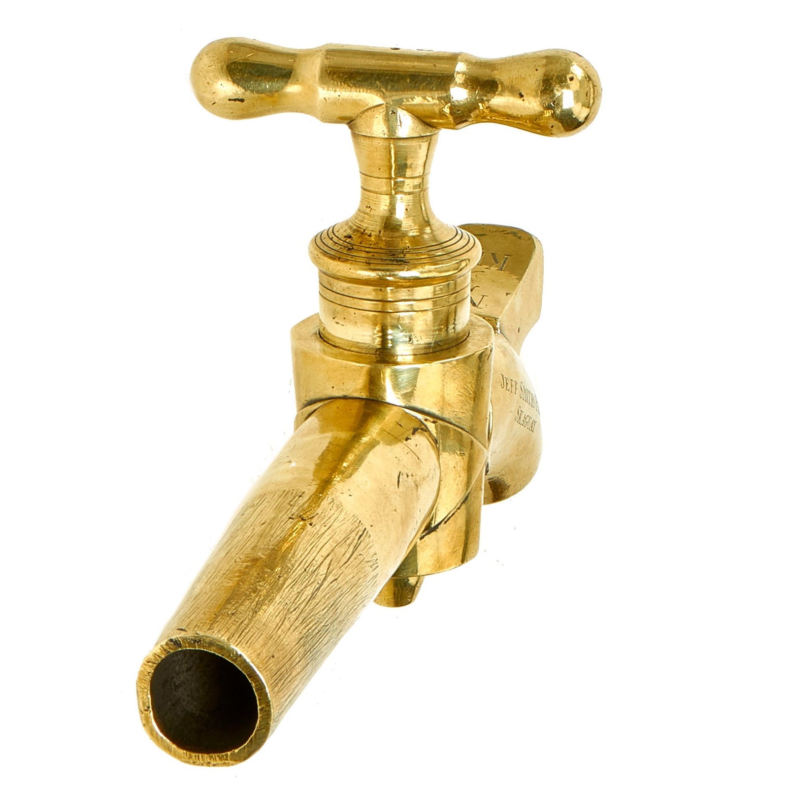 Buy Original U.S. Massive Solid Brass Beer Keg Tap Spout Marked to Klondike Gold Rush Gangster Jeff “Soapy” Smith’s Parlor in Skagway, Alaska | Original Firearms Antique For Sale