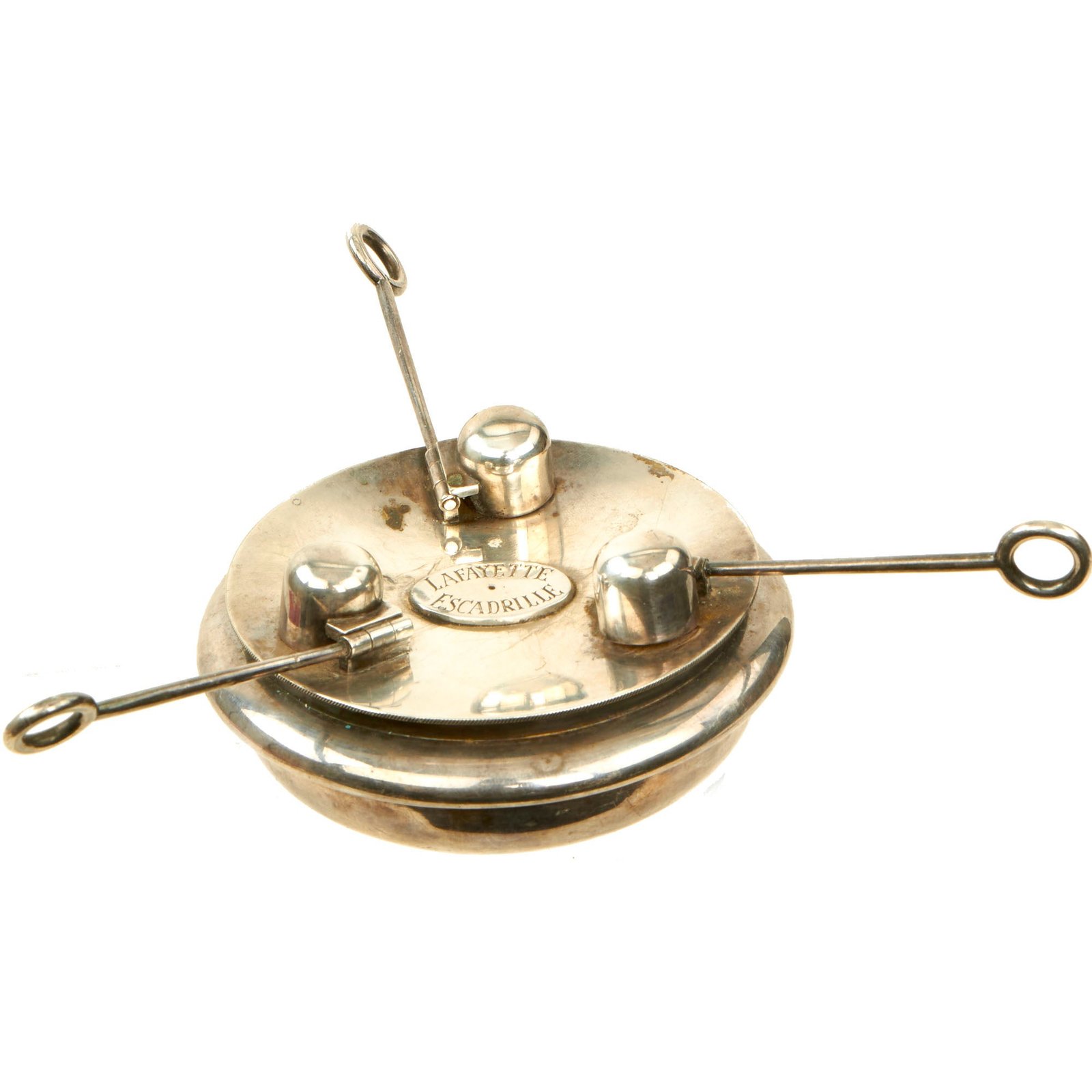 Buy Original WWI Silver Plated Three Wick Cigar Lighter by Tiffany & Co. Marked to the Lafayette Escadrille | Original Firearms Antique For Sale
