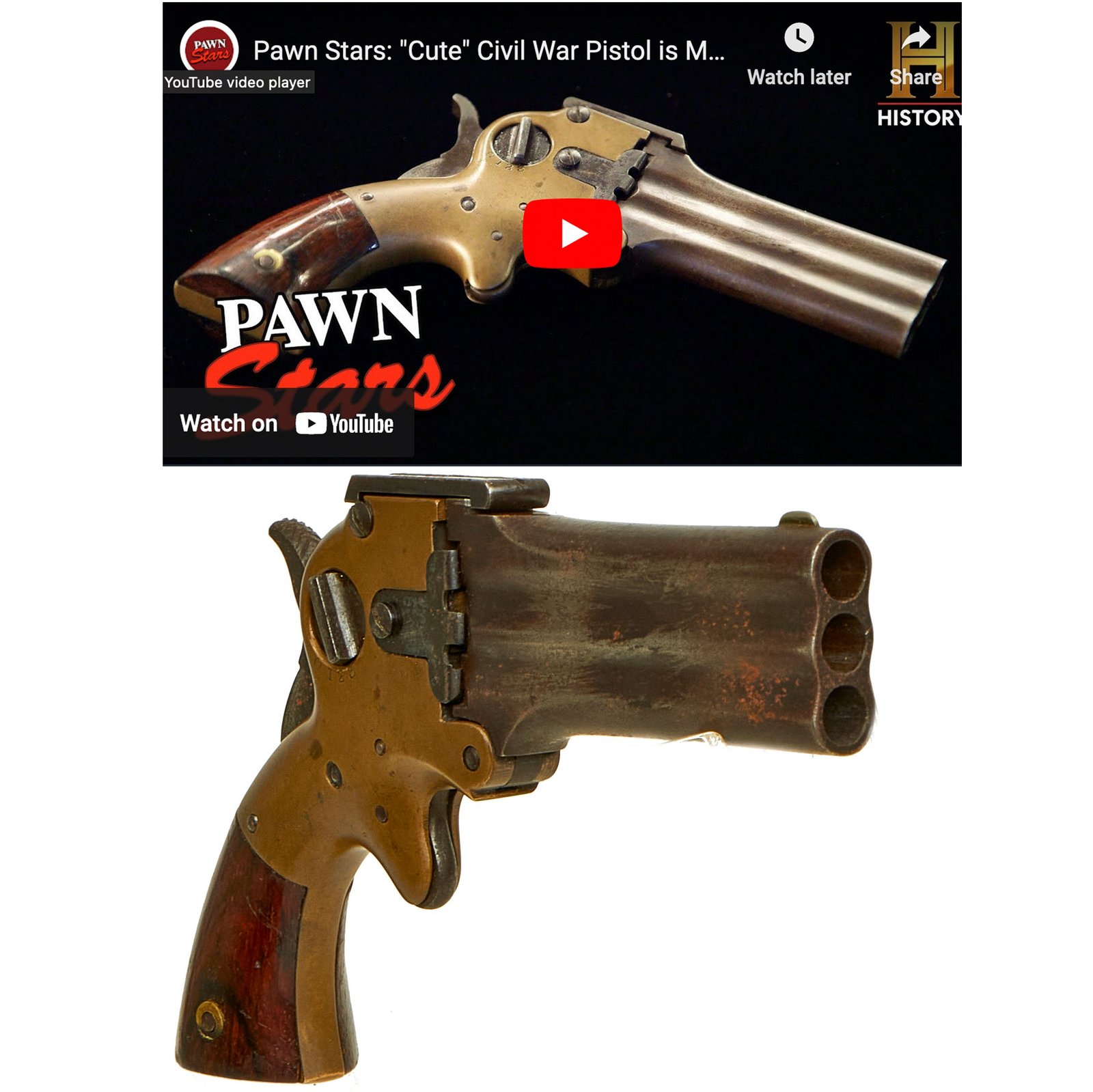 Buy Original U.S. Civil War Marston 3-Barreled Derringer Pistol Serial 2597 - As Seen on Pawn Stars | Original Firearms Antique For Sale