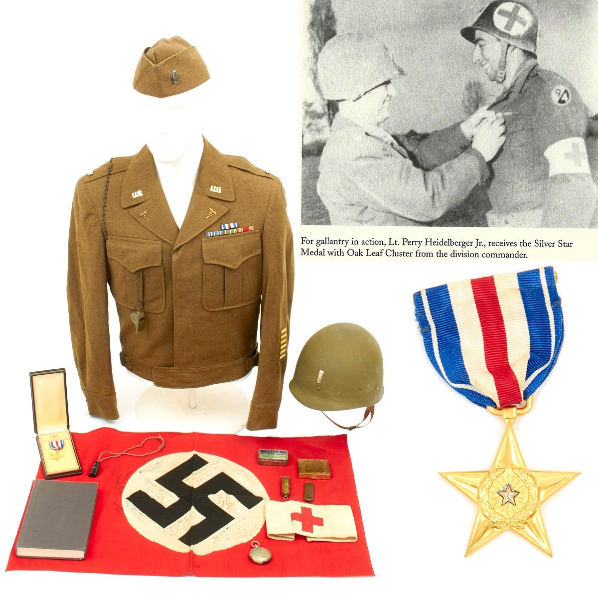 Buy Original U.S. WWII Combat Medic 94th Infantry Division Grouping - Silver Star Recipient 1st Lt. Perry Heidelberger | Original Firearms Antique For Sale