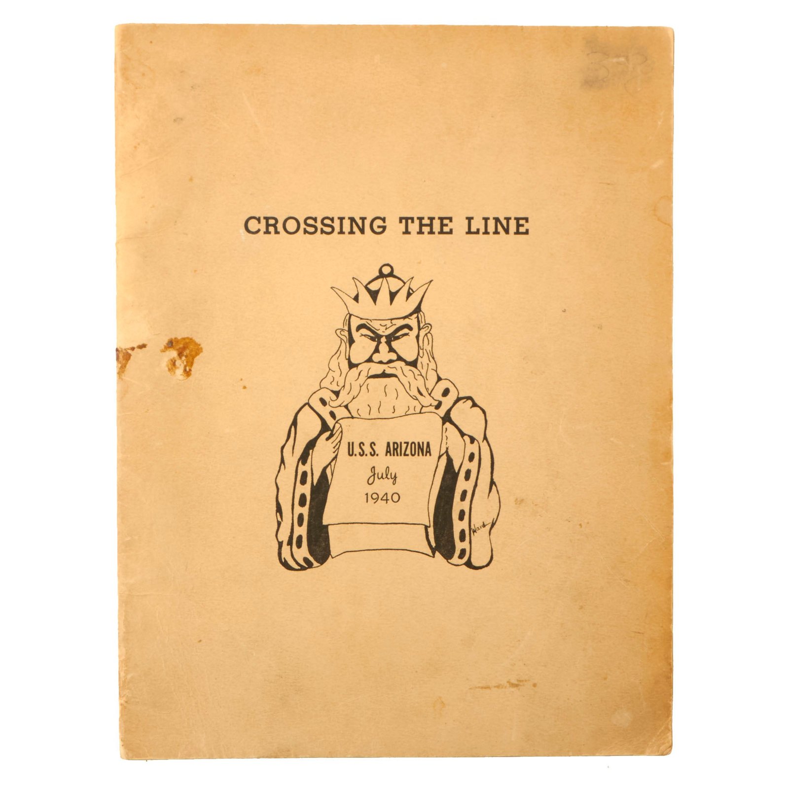 Buy Original U.S. WWII Pre - Pearl Harbor July 1940 Dated Crossing The Line With The U.S.S. Arizona Book - Printed in Honolulu | Original Firearms Antique For Sale