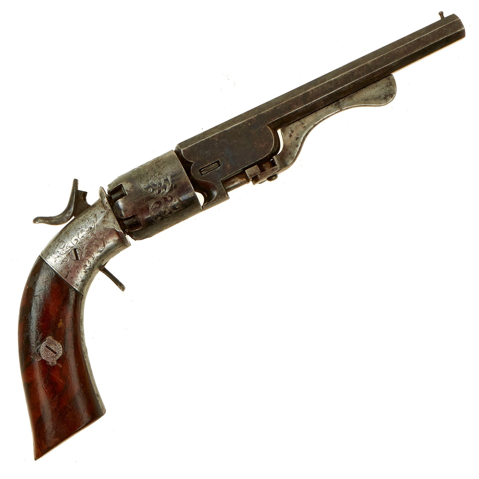 Buy Original U.S. Civil War Era French Style Engraved 9mm Smoothbore Percussion Revolver with Belgian Proofs | Original Firearms Antique For Sale
