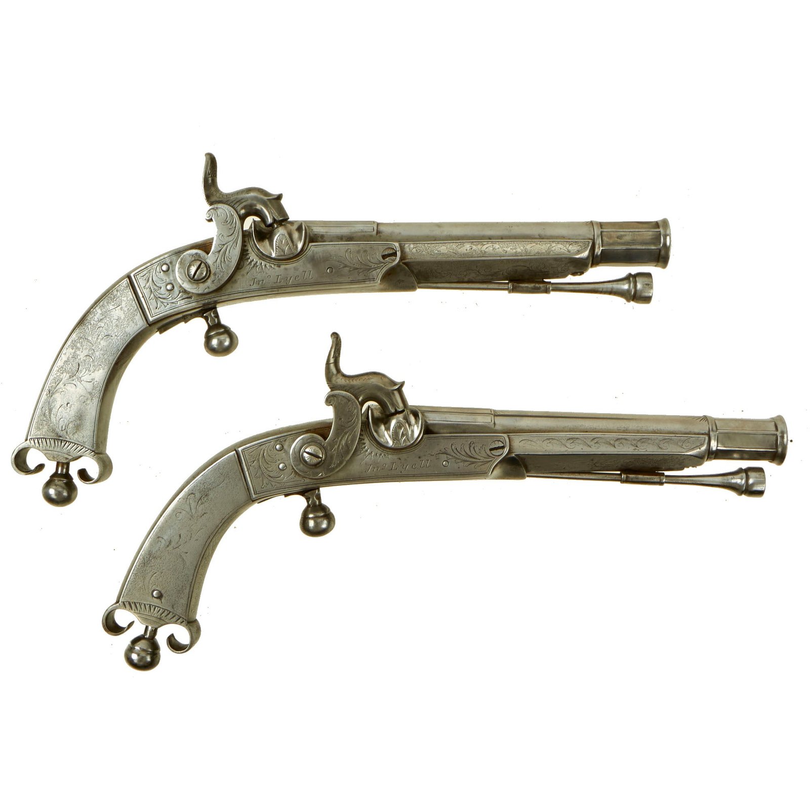 Buy Original 1840 Scottish Matched Pair of All Steel Highland Belt Pistols by John Lyell of Aberdeen | Original Firearms Antique For Sale