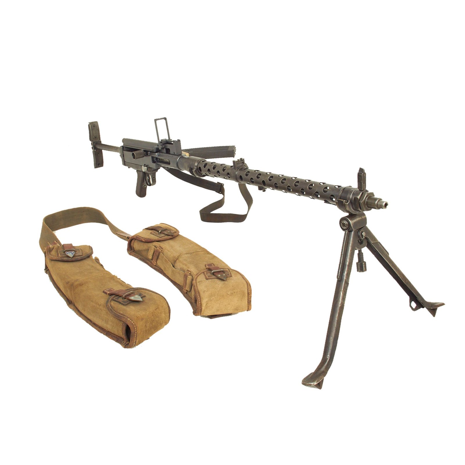 Buy Original German WWII MG 13 Display Light Machine Gun with Rare Brass Magazine Well, Magazine Pouch Set & Sling - Maschinengewehr 13 | Original Firearms Antique For Sale