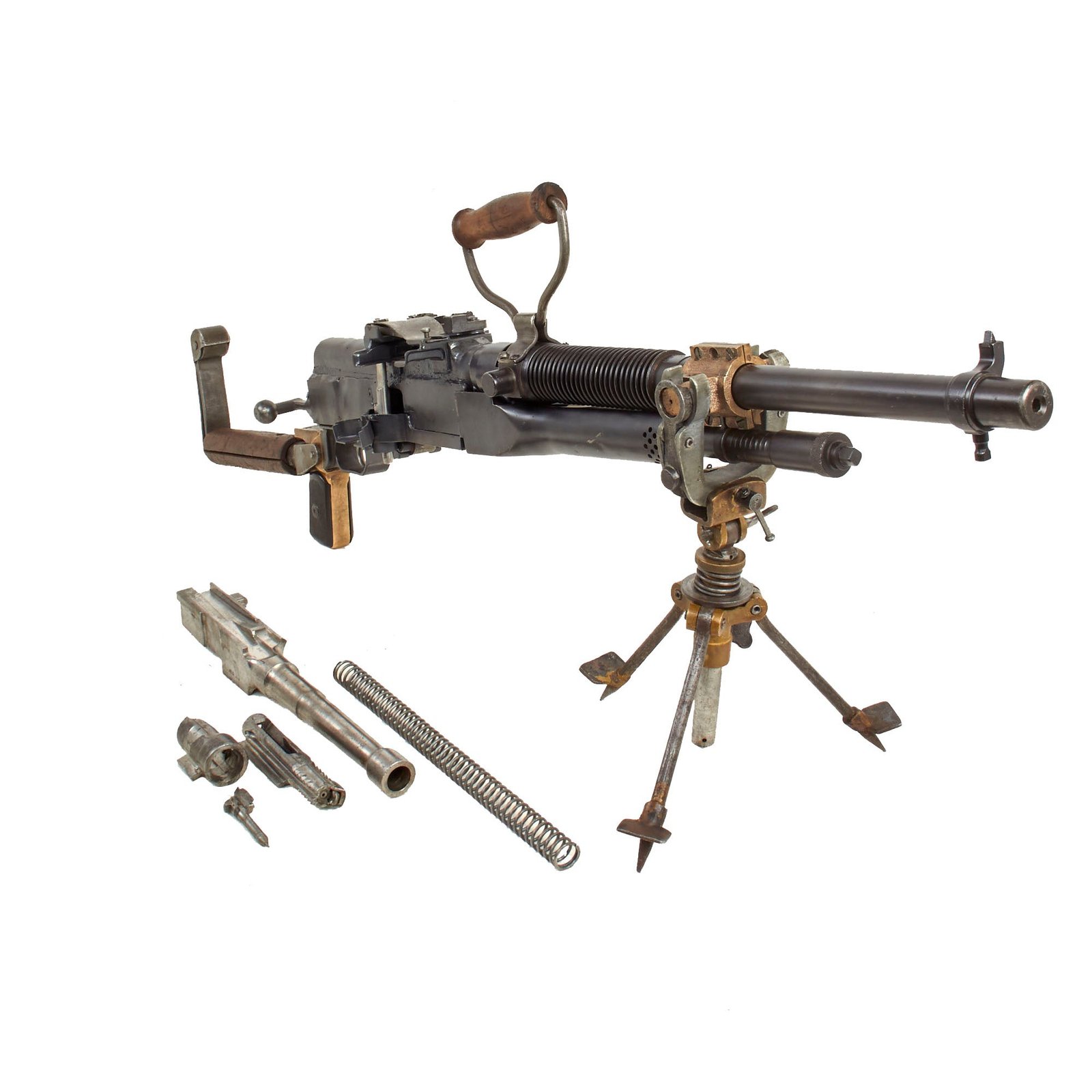 Buy Original British WWI Hotchkiss .303 Portative Demilled Receiver Display LMG with Internal Parts, Tripod, Shoulder Stock & Carry Handle | Original Firearms Antique For Sale