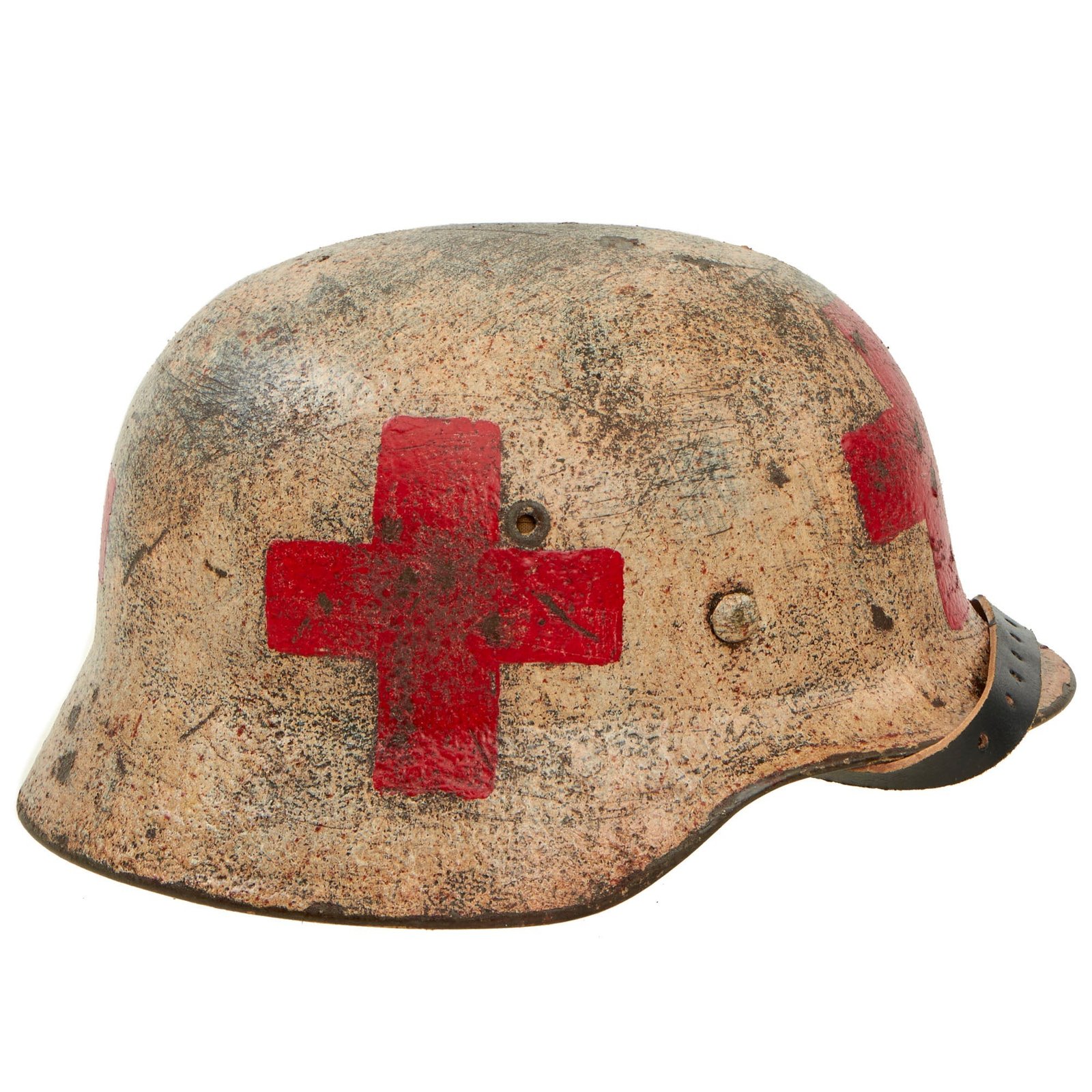 Buy Original German WWII M40 Refurbished SS Ardennes Winter Medic Sanität Helmet - Stamped EF66 | Original Firearms Antique For Sale