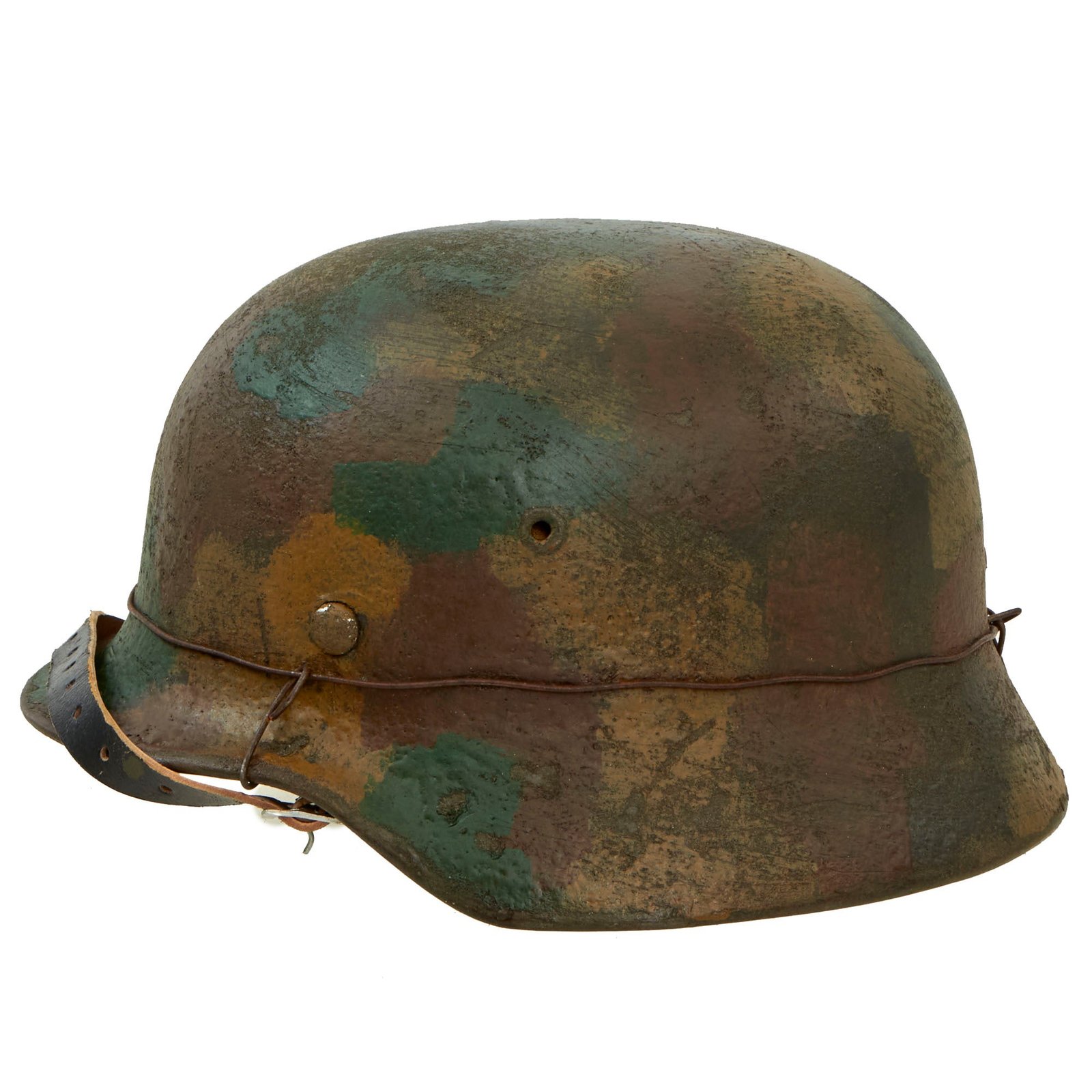 Buy Original German WWII M40 Refurbished 12th SS Panzer HJ at Caan & Falaise Camouflage Helmet - Stamped EF66 | Original Firearms Antique For Sale