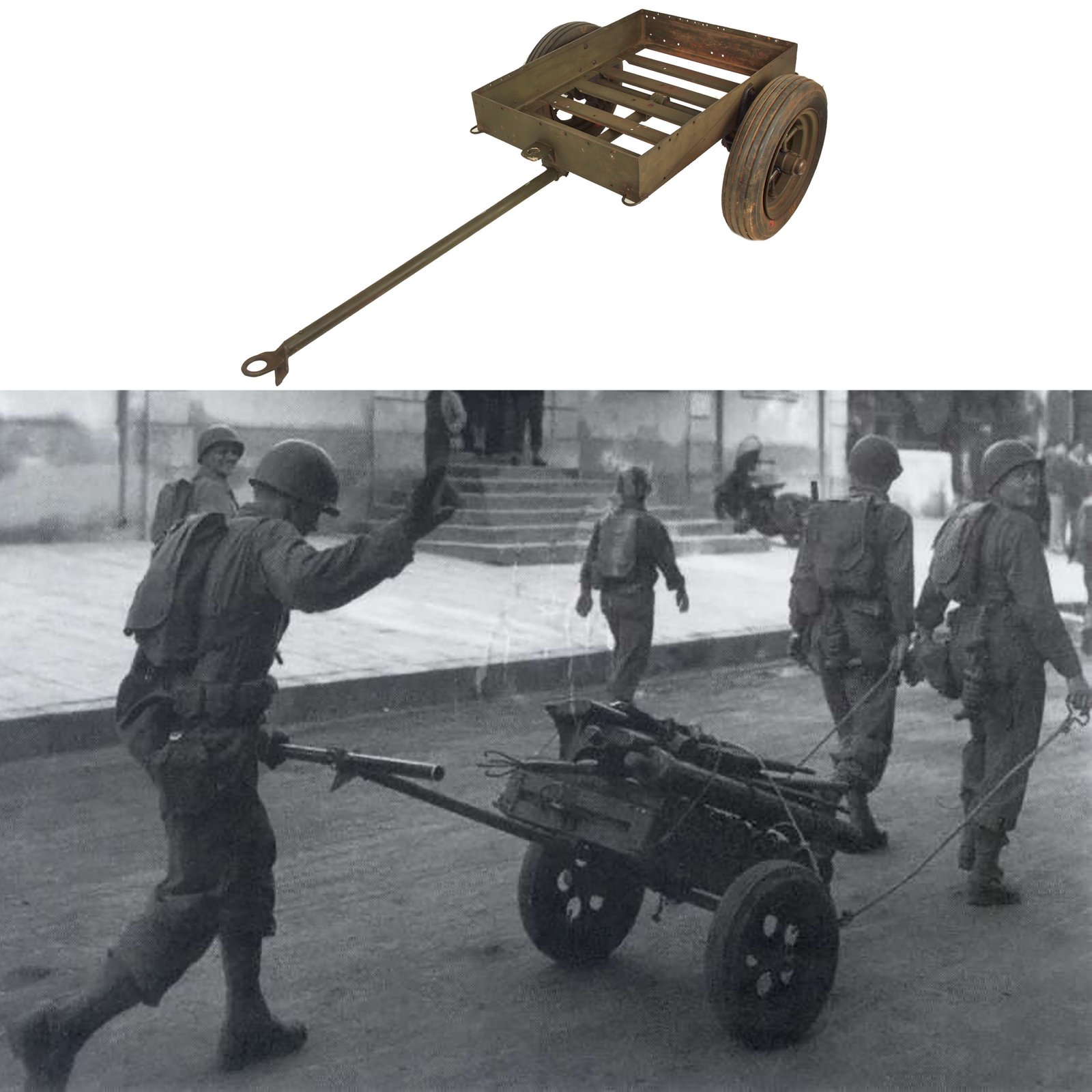 Buy Original U.S. WWII 1943 Dated M3A4 Utility Hand Cart by John Wood Manufacturing Company - Serial No. 19861 | Original Firearms Antique For Sale