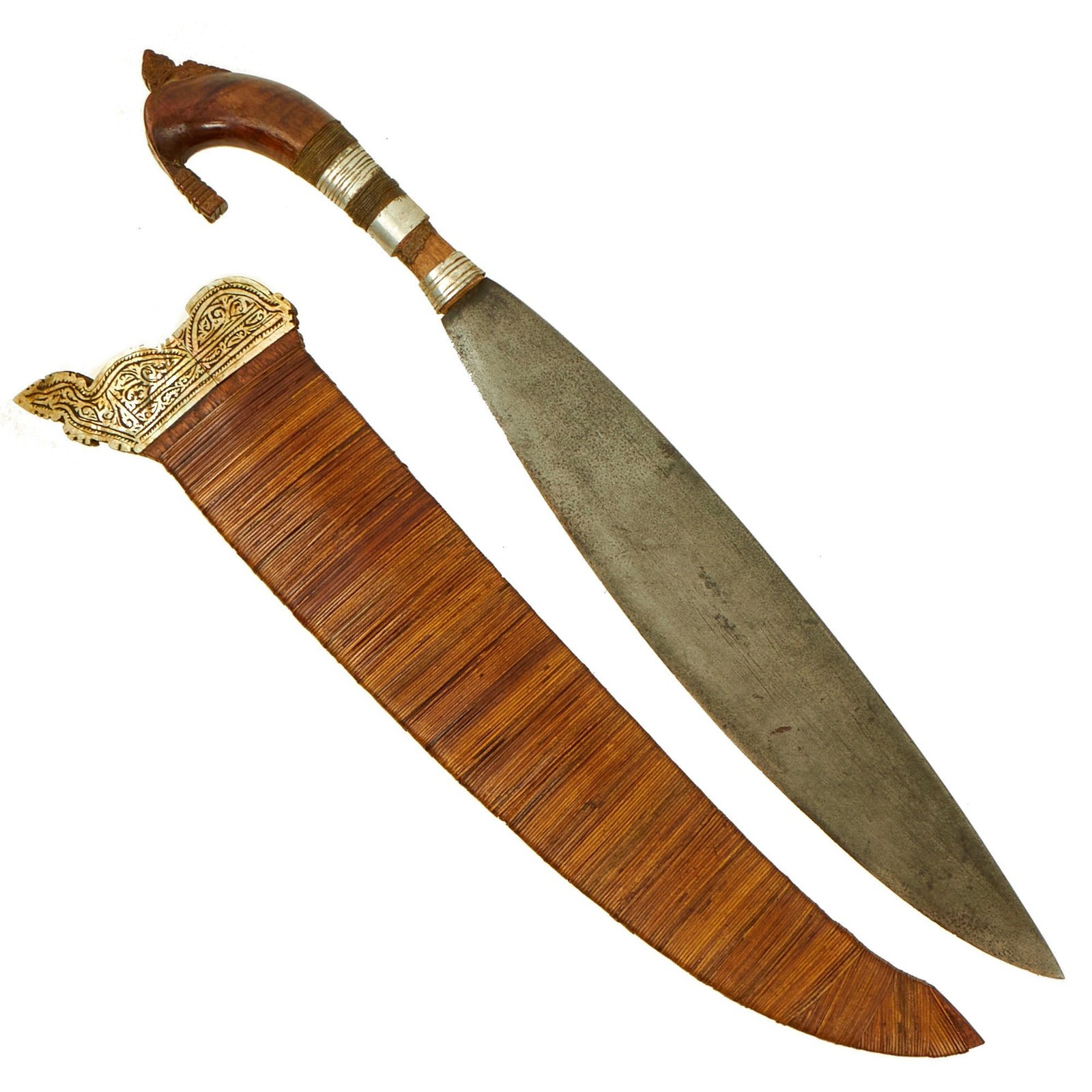 Buy Original Ornate Southern Philippines Barong Short Sword with Engraved Mother of Pearl Decorated Scabbard | Original Firearms Antique For Sale