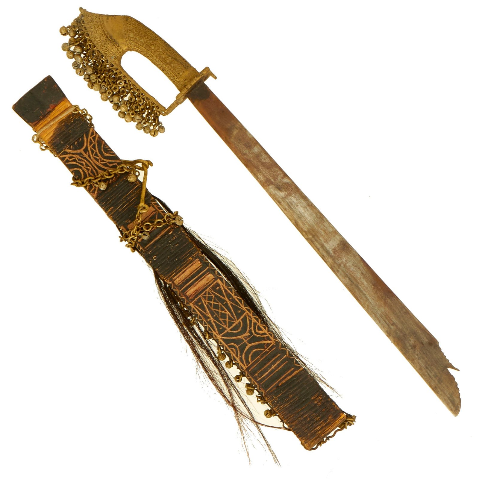 Buy Original 19th Century / Early 20th Century Philippines T’Boli People Kampilan Sword With Scabbard - Rare Variation | Original Firearms Antique For Sale