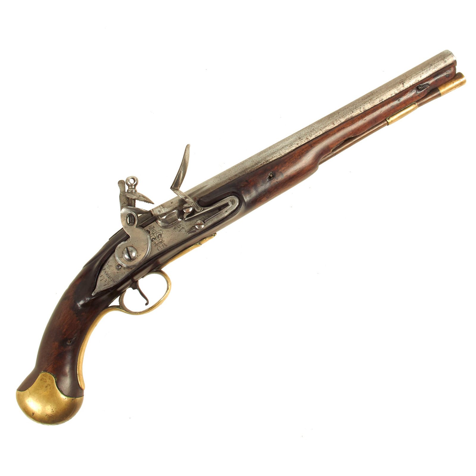 Buy Original Early British Sea Service Flintlock Pistol by Rare Maker FARLOW of London with Belt Hook - dated 1737 | Original Firearms Antique For Sale