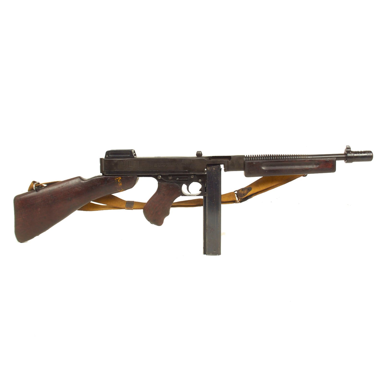 Buy Original U.S. WWII British Issue Thompson M1928A1 Display Submachine Gun Serial NO.S-324279 with Original Sling | Original Firearms Antique For Sale