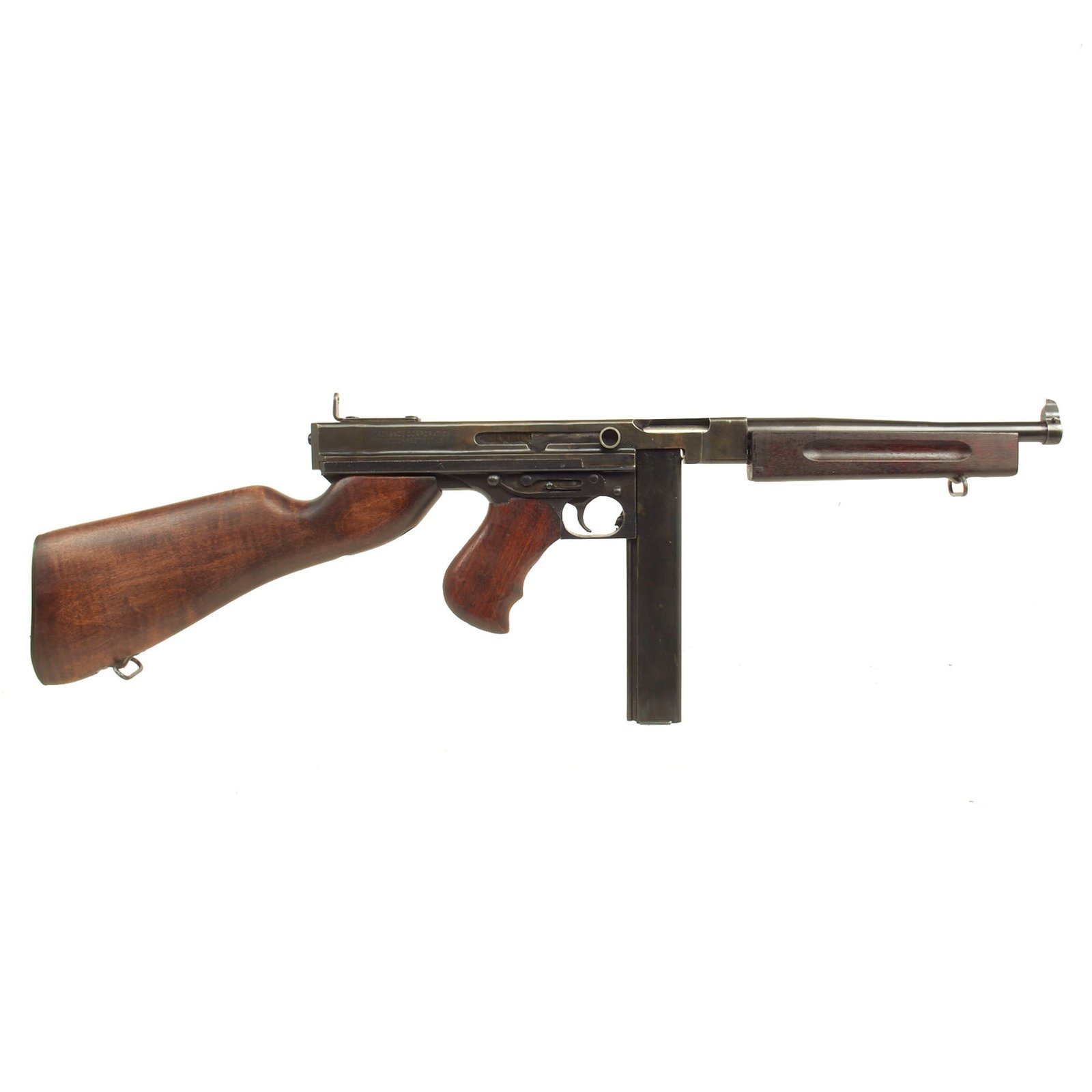 Buy Original U.S. WWII Thompson M1 Display Submachine Gun by Auto-Ordnance Serial 157229 - Original WWII Parts with Replica Buttstock Wood | Original Firearms Antique For Sale