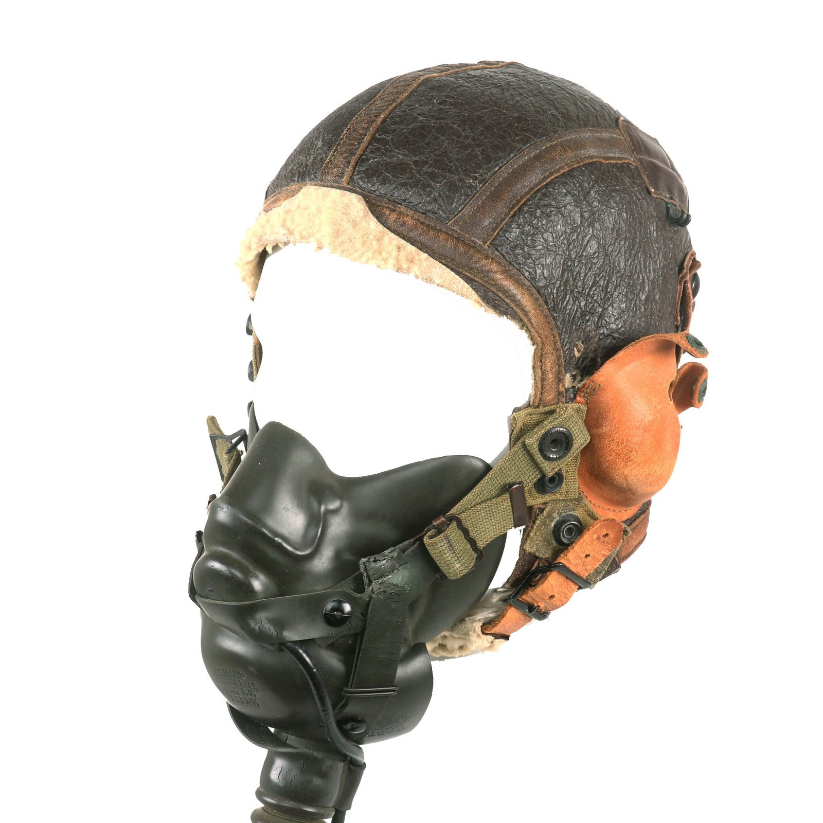Buy Original U.S. WWII Army Air Force Aviator Flight Helmet Set - Type A-9 Helmet & A-14 Oxygen Mask | Original Firearms Antique For Sale