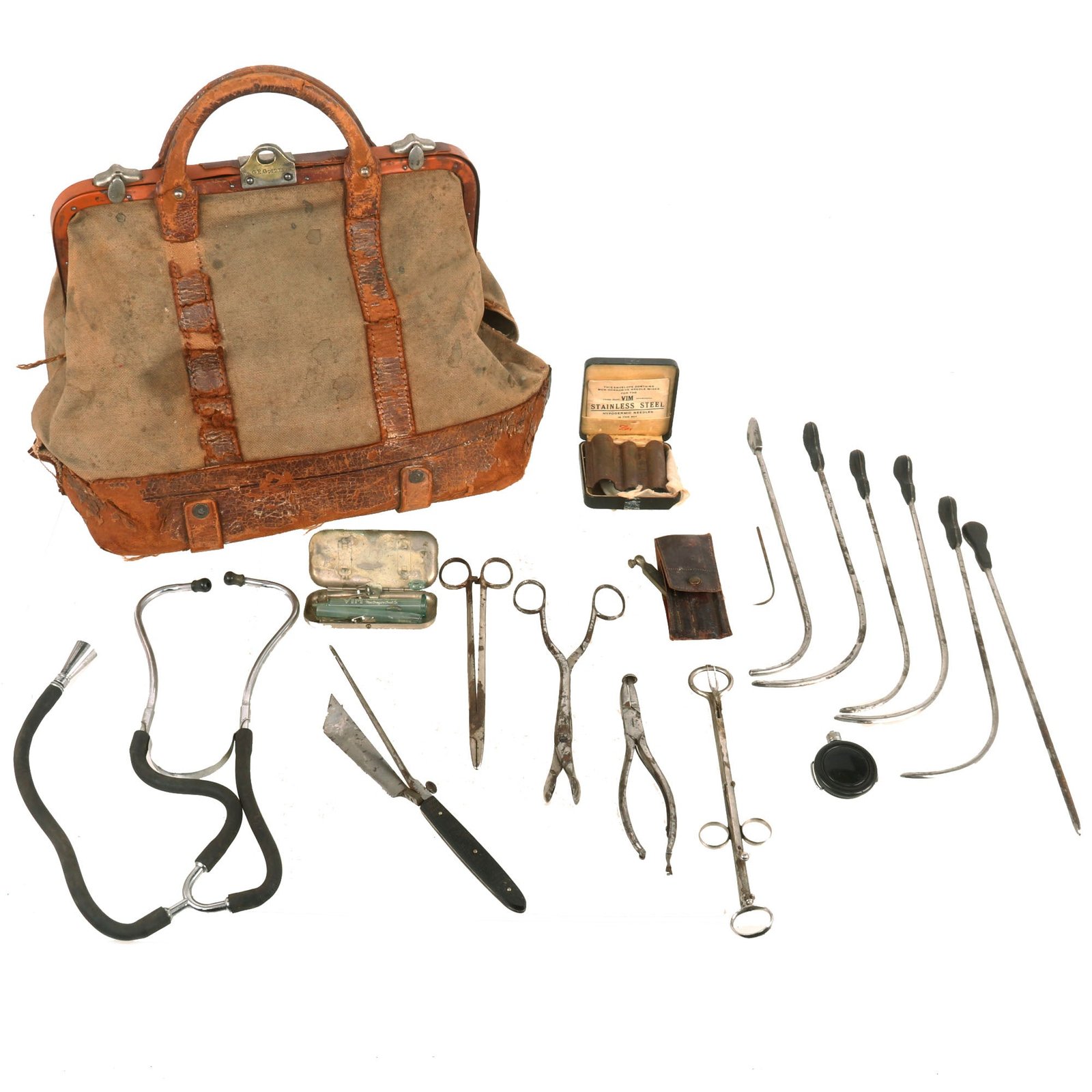 Buy Original U.S. Wild West Surgical Bag & Tools of “Gunfighter’s Surgeon” Dr. George E. Goodfellow - Treated Virgil & Morgan Earp Following Gunfight at O.K. Corral | Original Firearms Antique For Sale
