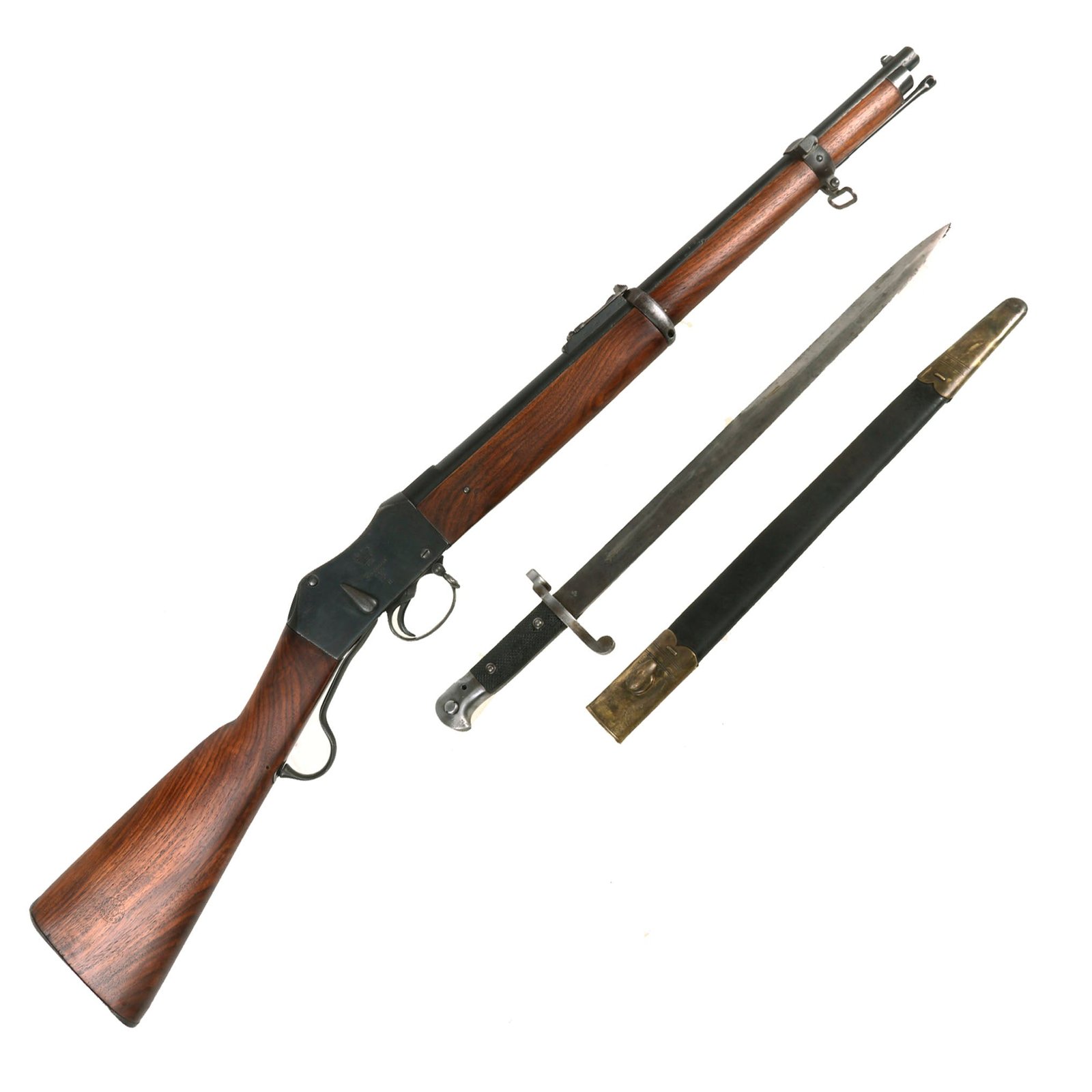 Buy Original British P-1871 Martini-Henry MkII Short Lever Rifle Converted to Carbine In Nepal with MkIII Sword Bayonet - Dated 1875 | Original Firearms Antique For Sale