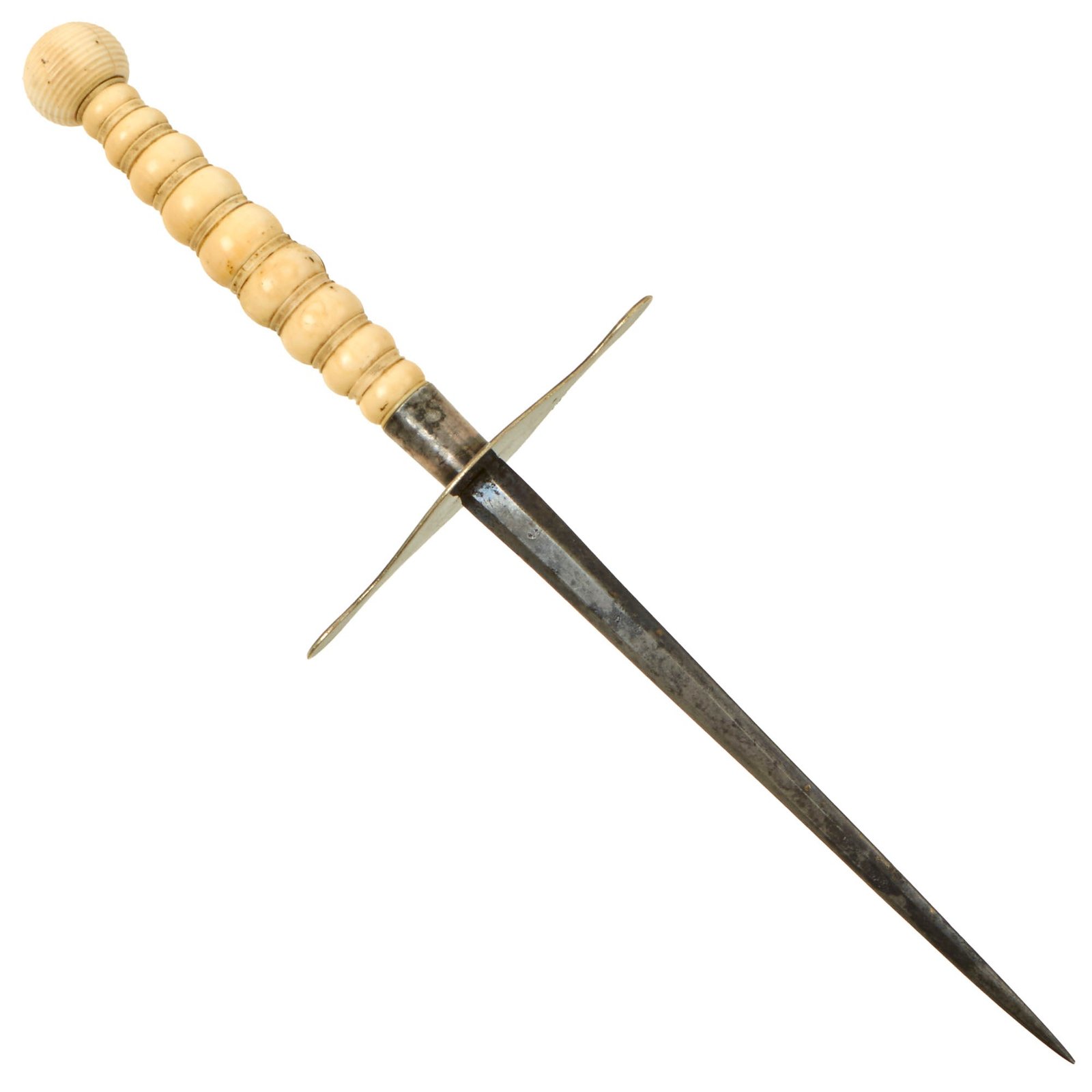 Buy Original French Early 18th Century Left Hand Dirk with Ivory Grip & Silver Crossguard | Original Firearms Antique For Sale