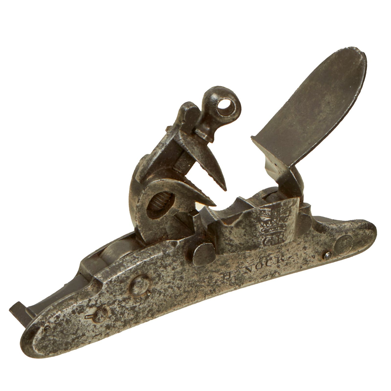 Buy Original British Napoleonic Henry Nock Screwless Flintlock Mechanism with Internal Hammer & Pan Shield - Possibly Experimental & Unique | Original Firearms Antique For Sale