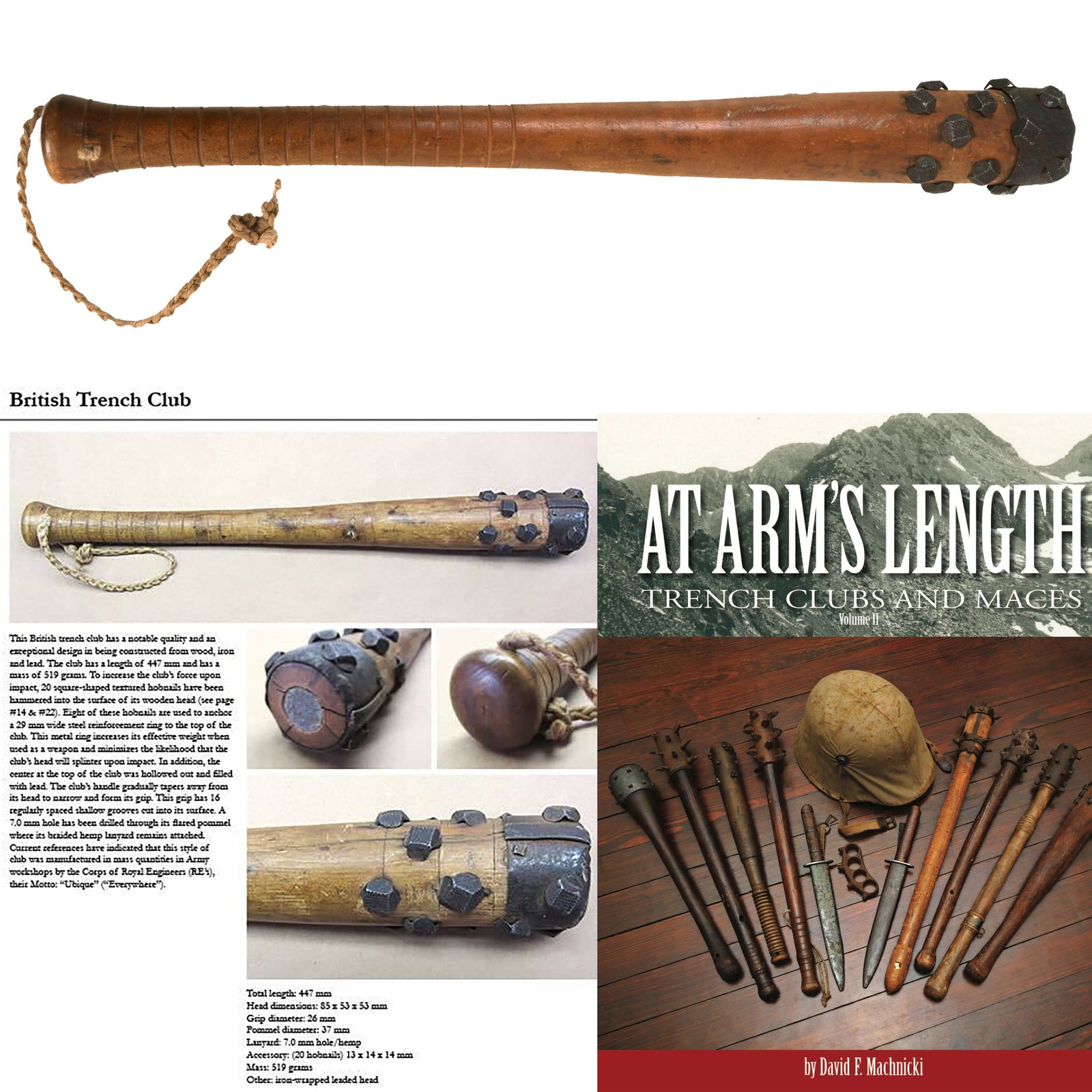 Buy Original British WWI Corps of Royal Engineers Hobnailed Trench Club as Featured in “At Arms Length: Trench Clubs and Maces” by David F. Machnicki | Original Firearms Antique For Sale