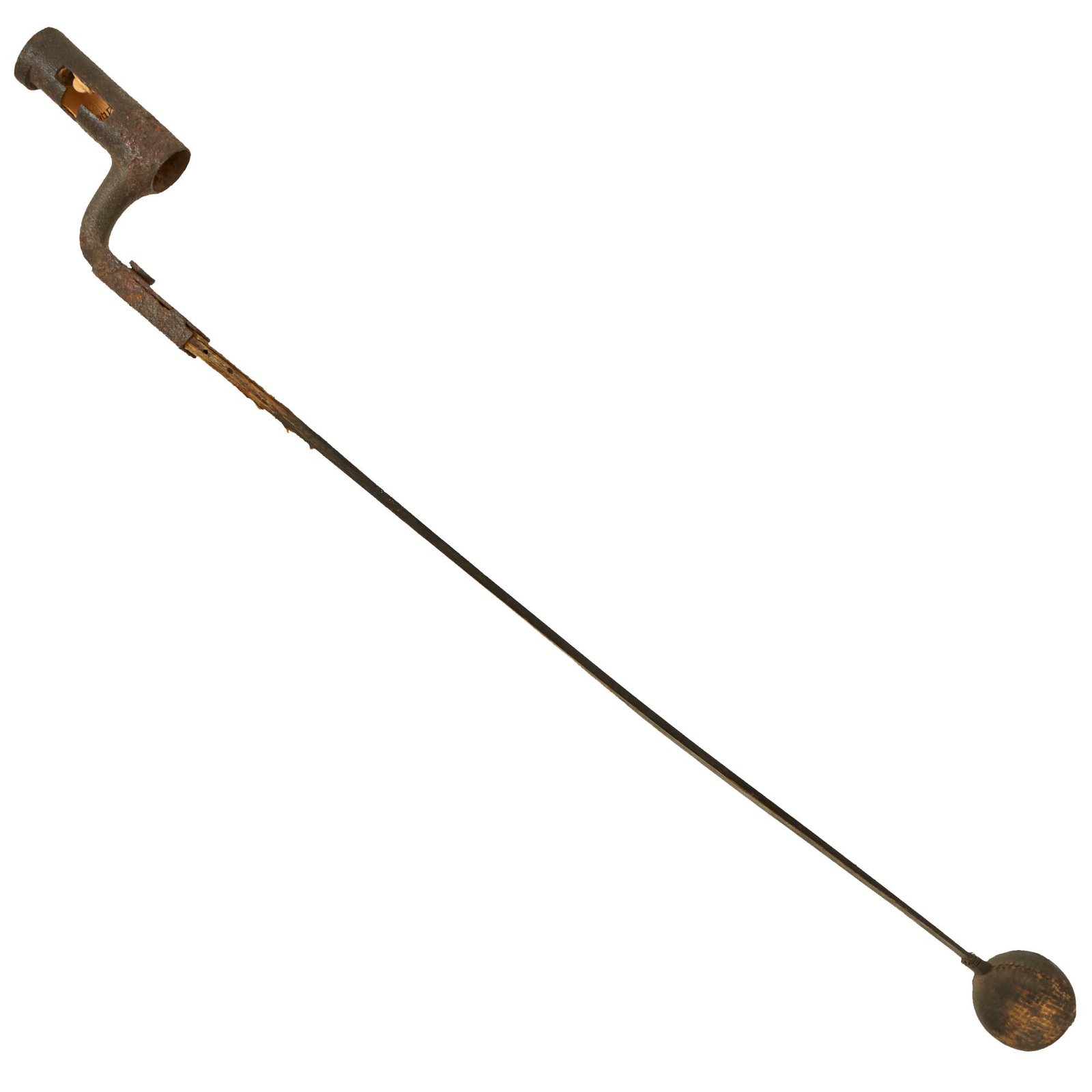 Buy Original U.S. Extremely Rare Type I M-1816 Fencing Training Socket Bayonet - Whalebone “Baleen” Blade with Leather-Wrapped Rubber Ball | Original Firearms Antique For Sale