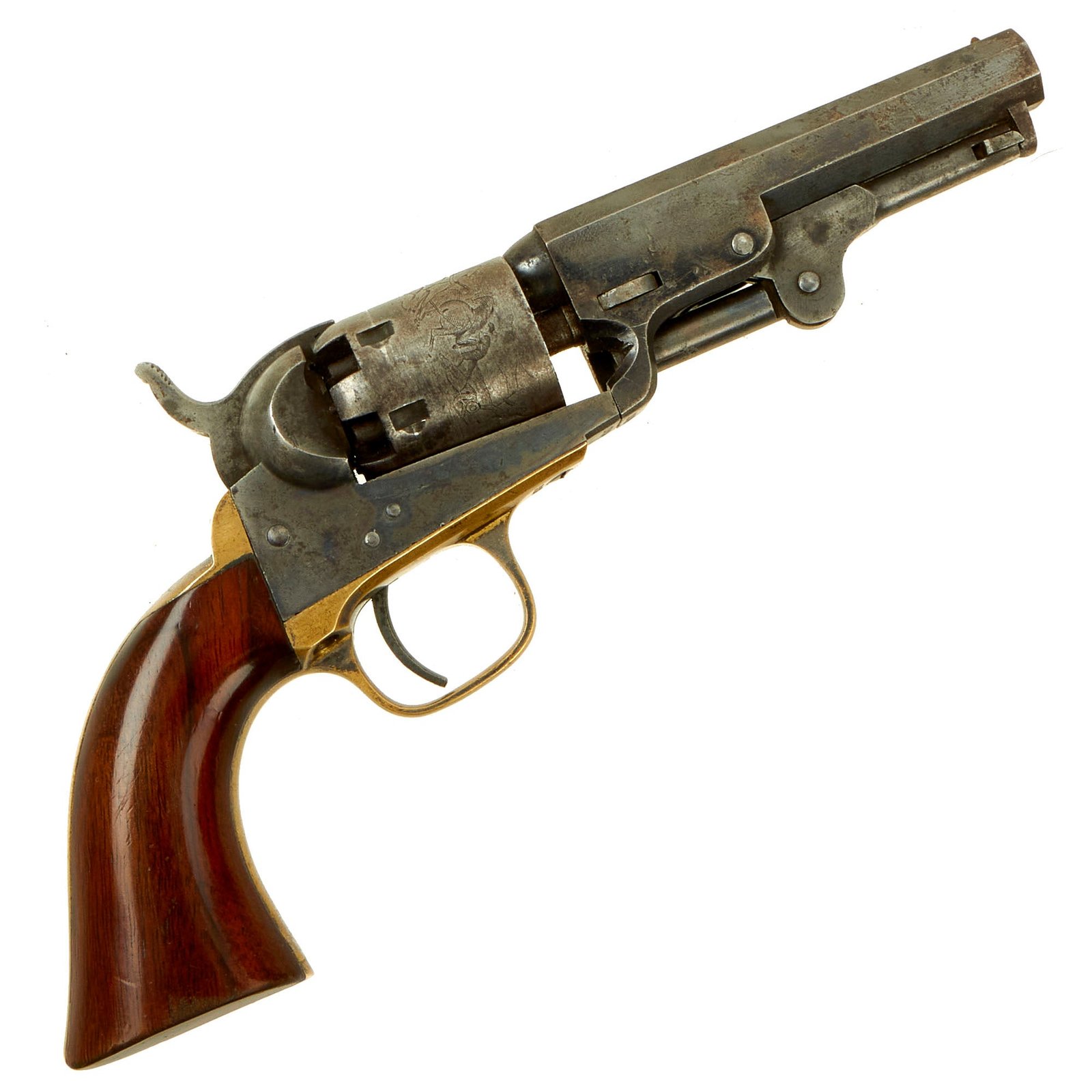 Buy Original U.S. Civil War Colt M1849 Pocket Percussion Revolver made in 1862 with 4 Inch Barrel & Cylinder Scene - Serial 216394 | Original Firearms Antique For Sale