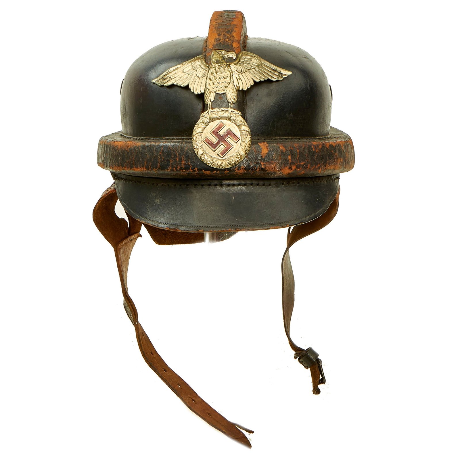 Buy Original German WWII Early 1st Pattern NSKK Padded Leather Crash Helmet with RZM Label - size 58 | Original Firearms Antique For Sale