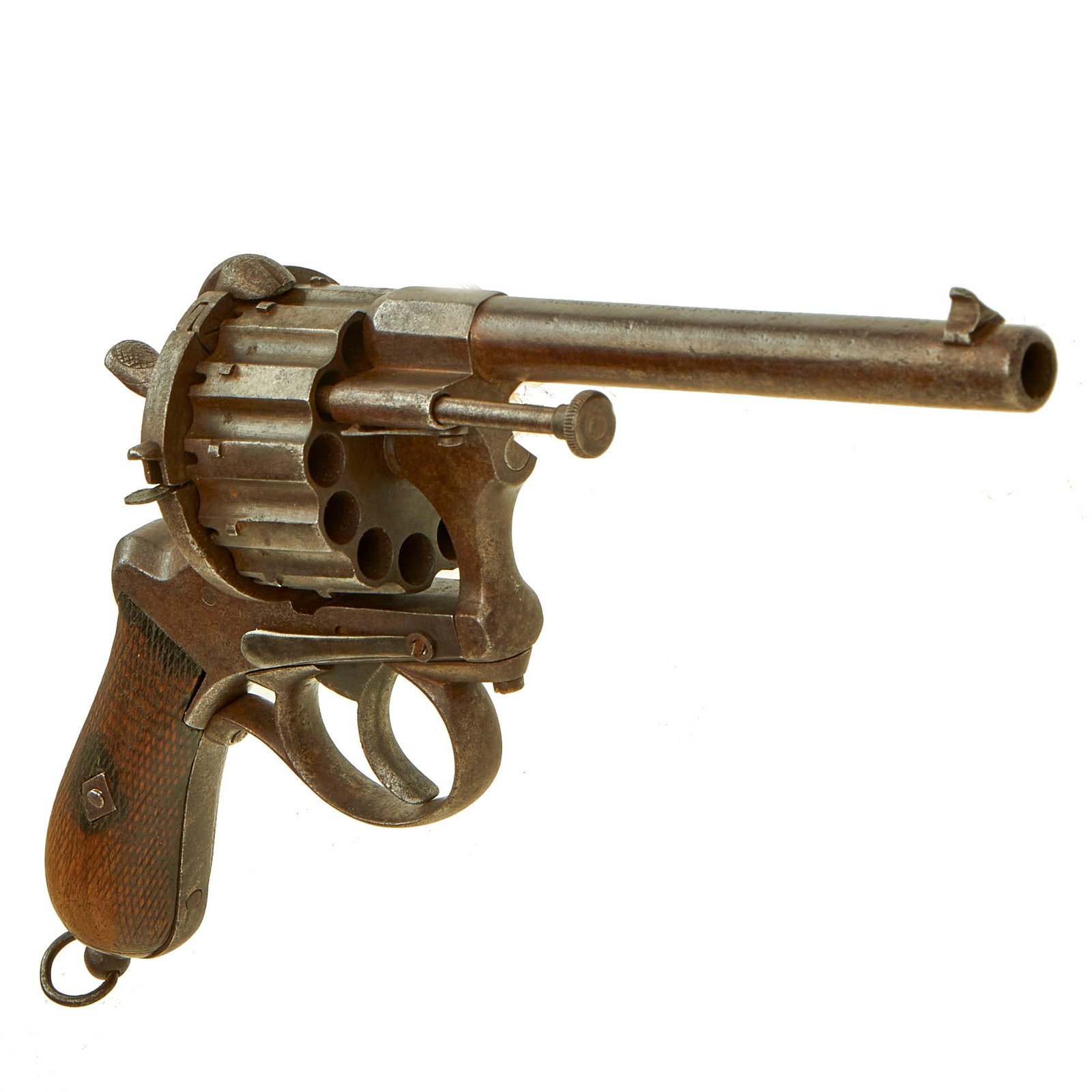 Buy Original U.S. Civil War Era British 9mm Pinfire 12 Round Cylinder Revolver Sold By D.C. Hodgkins & Sons, Macon, GA. | Original Firearms Antique For Sale